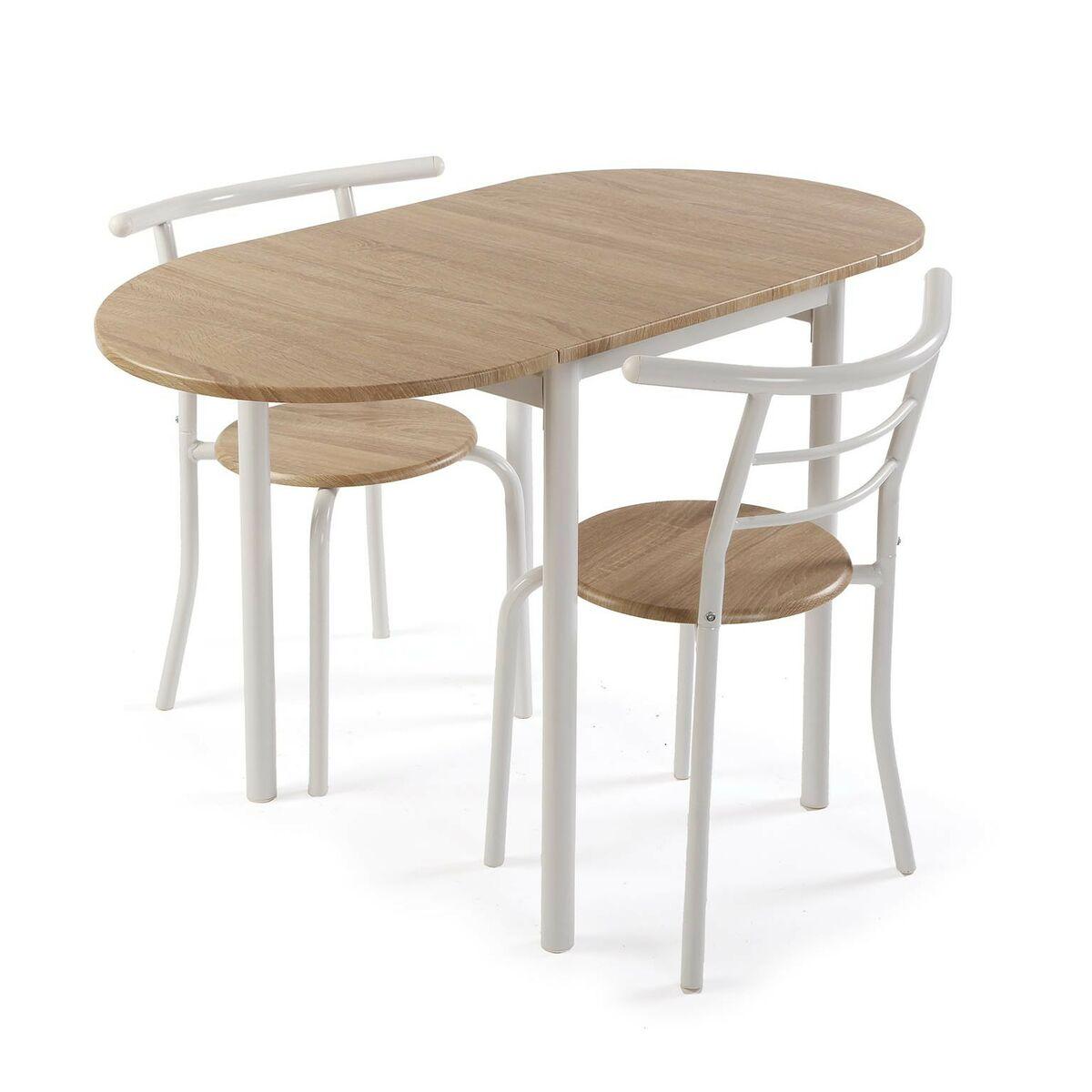 Conjunto de Mesa con 2 Sillas Versa Blanco 55 x 77 x 61 cm Metal PVC Madera MDF