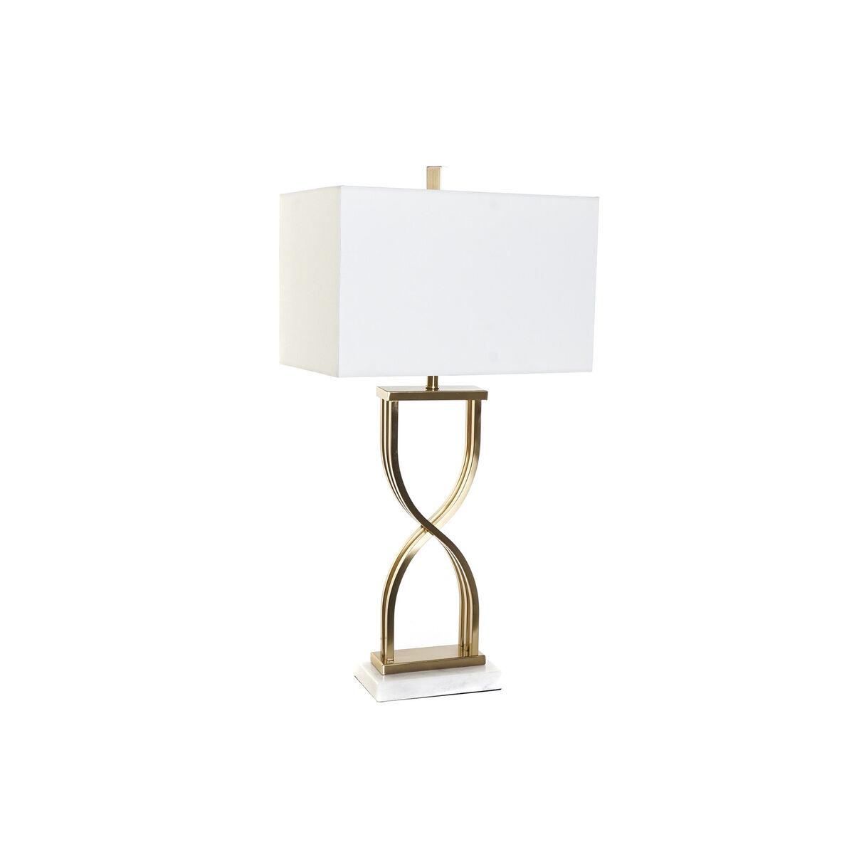Lámpara de mesa DKD Home Decor 40 x 23 x 79 cm Dorado Metal Blanco Mármol 40 W 240 V