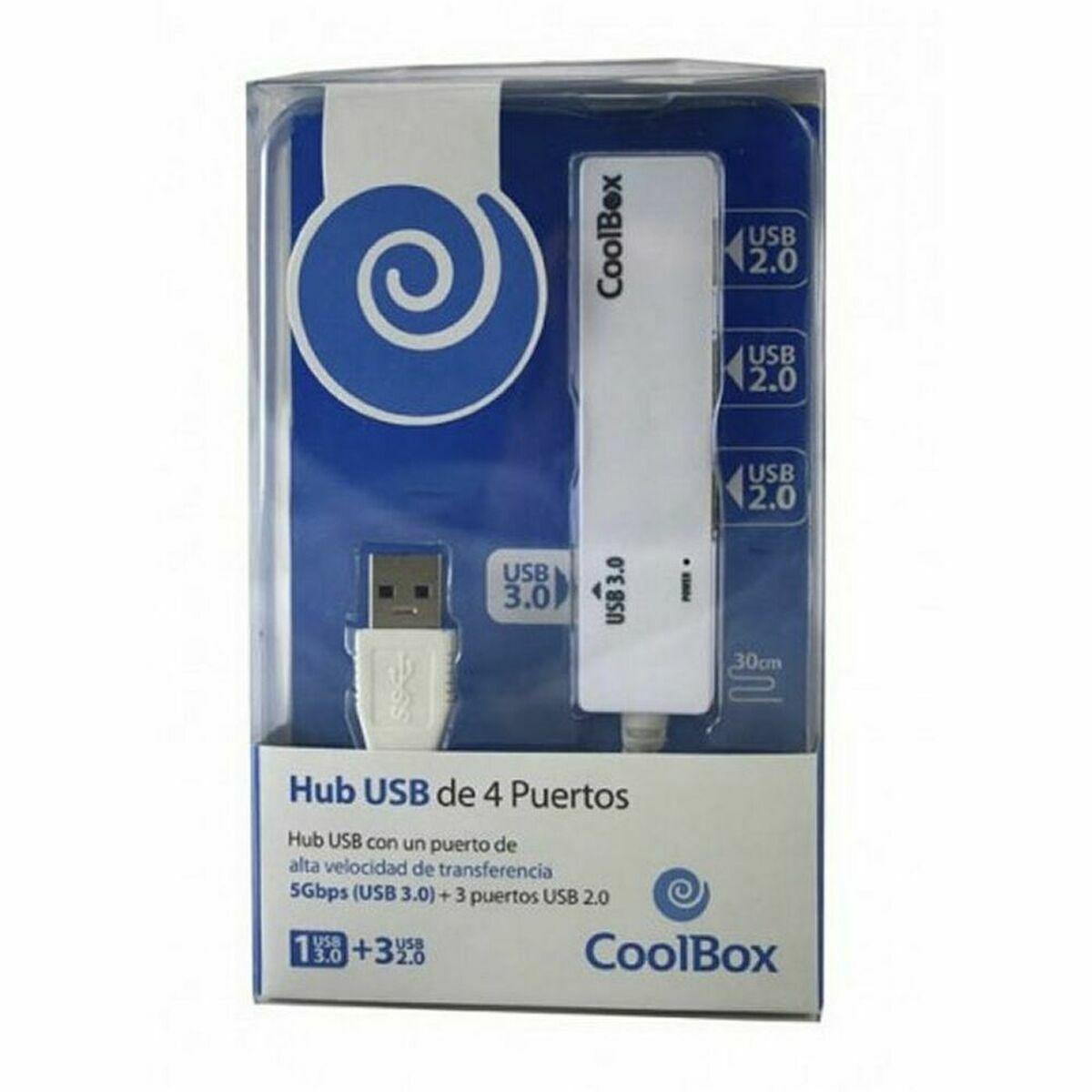 Hub USB 3 Puertos CoolBox COO-H413 Blanco Negro