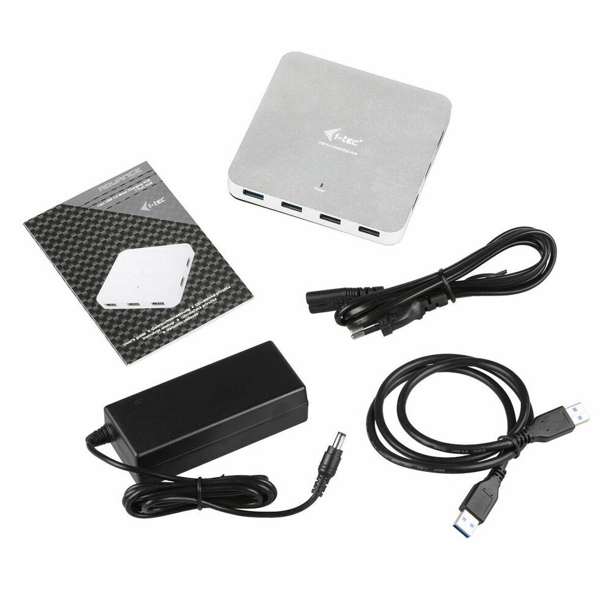 Hub USB i-Tec U3HUBMETAL10 Plateado Negro Gris