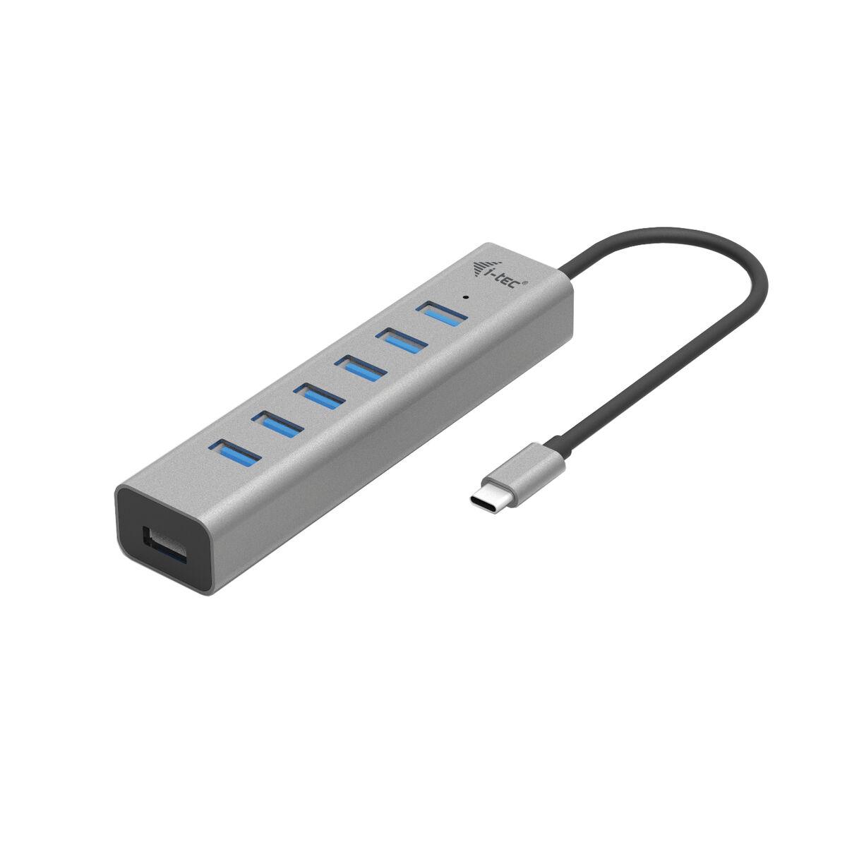 Hub USB i-Tec C31HUBMETAL703 Negro Gris