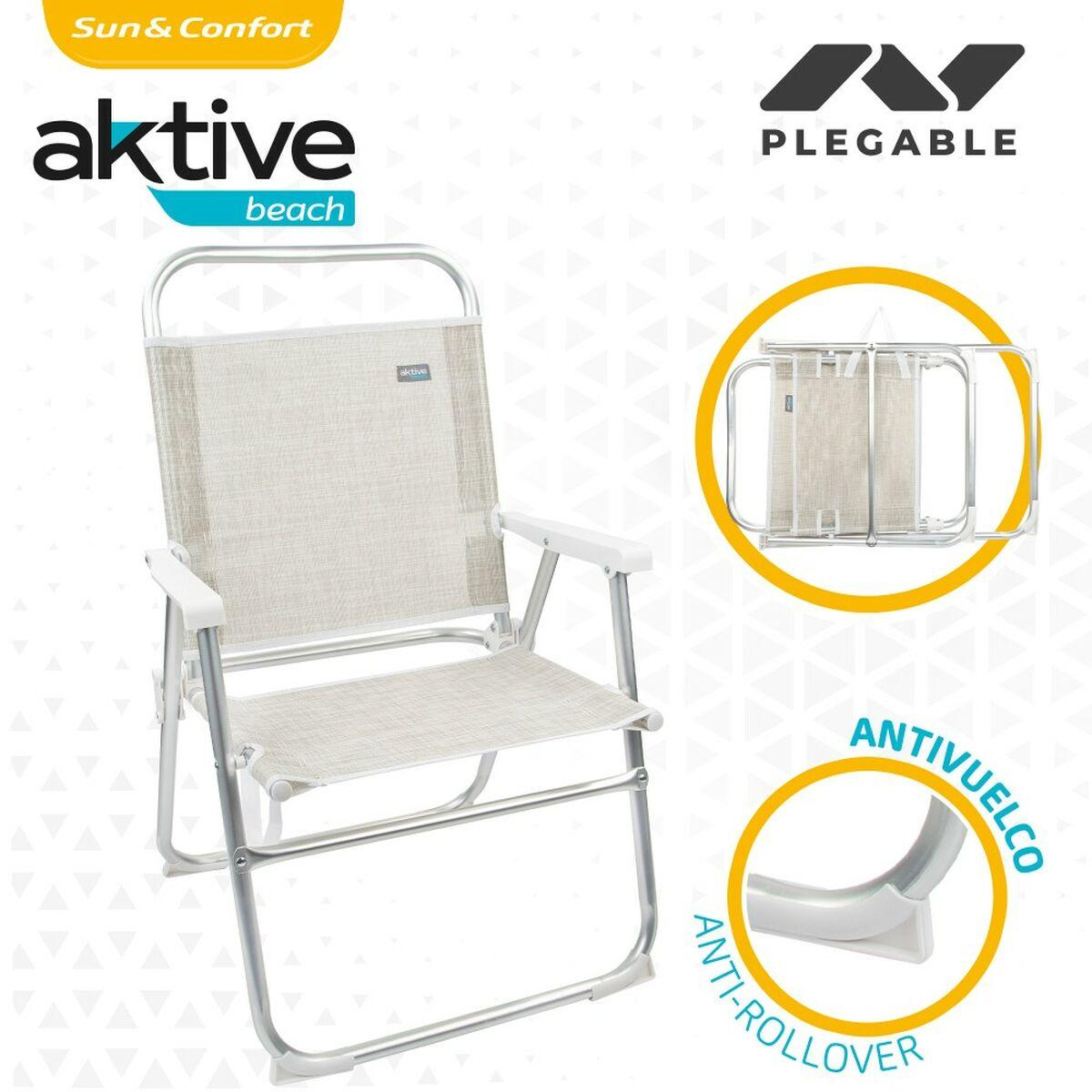 Silla Plegable Aktive Ibiza Beige 48 x 88 x 50 cm (4 Unidades)