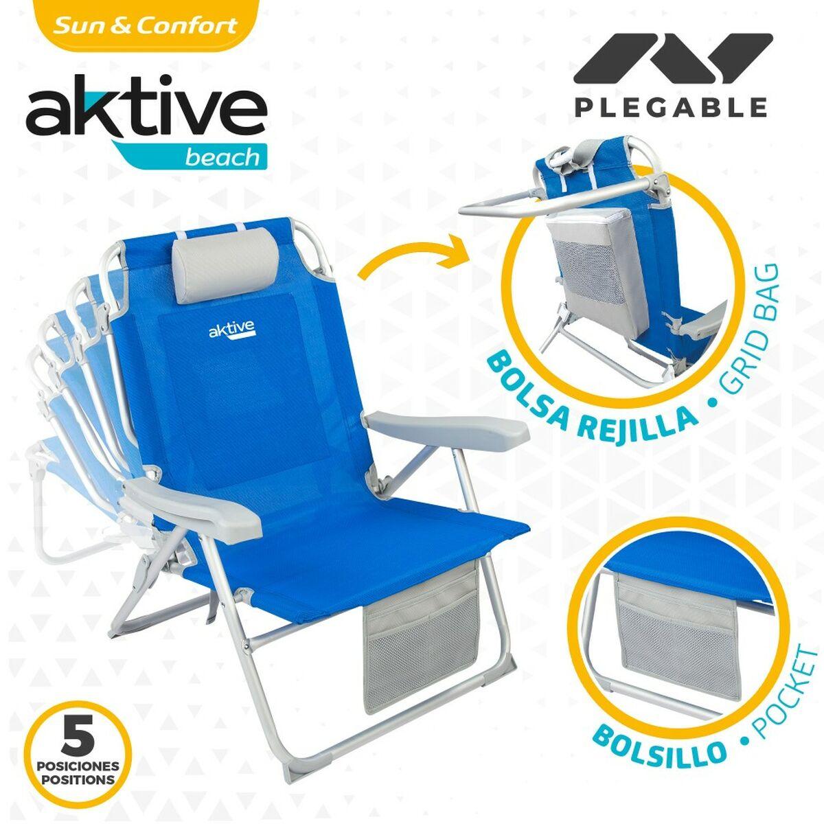Silla Plegable con Reposacabezas Aktive Azul 55 x 86 x 66 cm (2 Unidades)