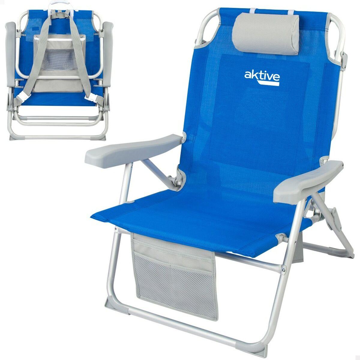 Silla Plegable con Reposacabezas Aktive Azul 55 x 86 x 66 cm (2 Unidades)