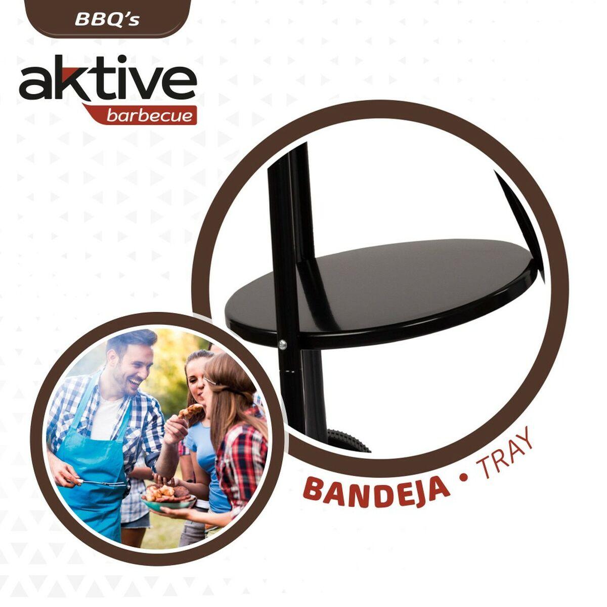 Barbacoa de Carbón con Ruedas Aktive Aluminio Metal esmaltado textileno 42 x 76,5 x 42 cm Negro