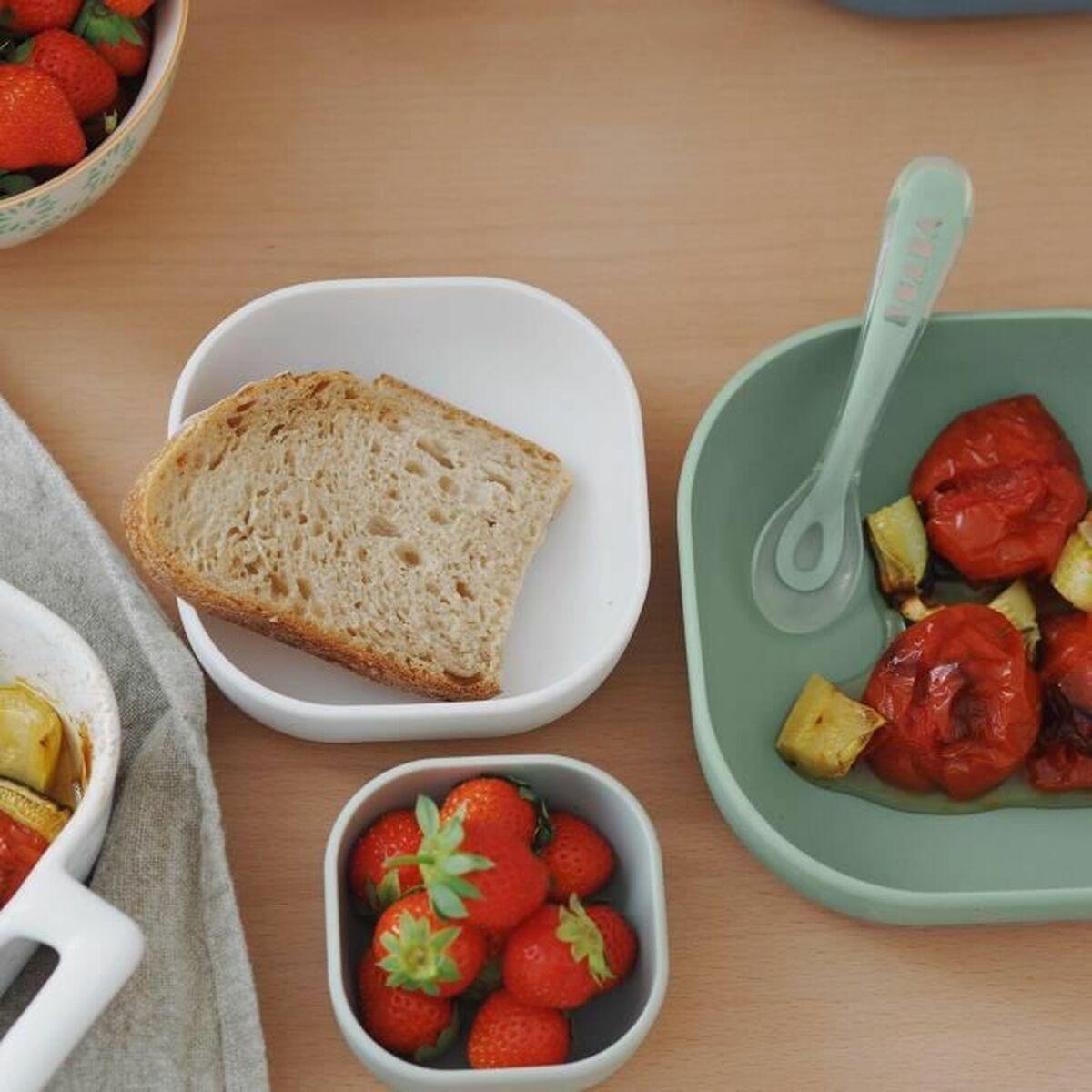 Set de Recipientes para Comida de Bebé Béaba 3 Piezas Silicona Verde