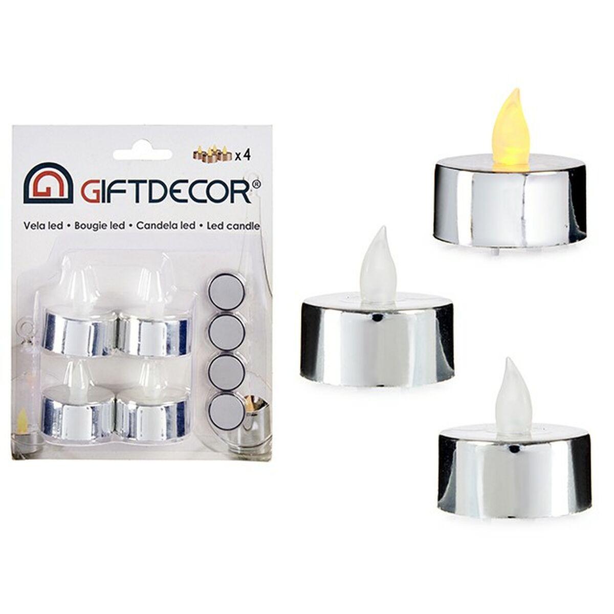 Set de Velas 4 x 4 x 3,7 cm Plateado (12 Unidades)