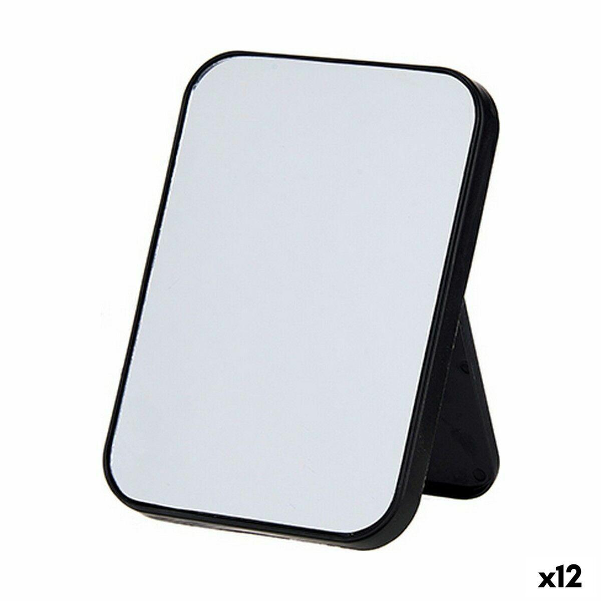 Espejo con Soporte Berilo 48727 Blanco Negro Polipropileno 1,7 x 20 x 14 cm (12 Unidades)