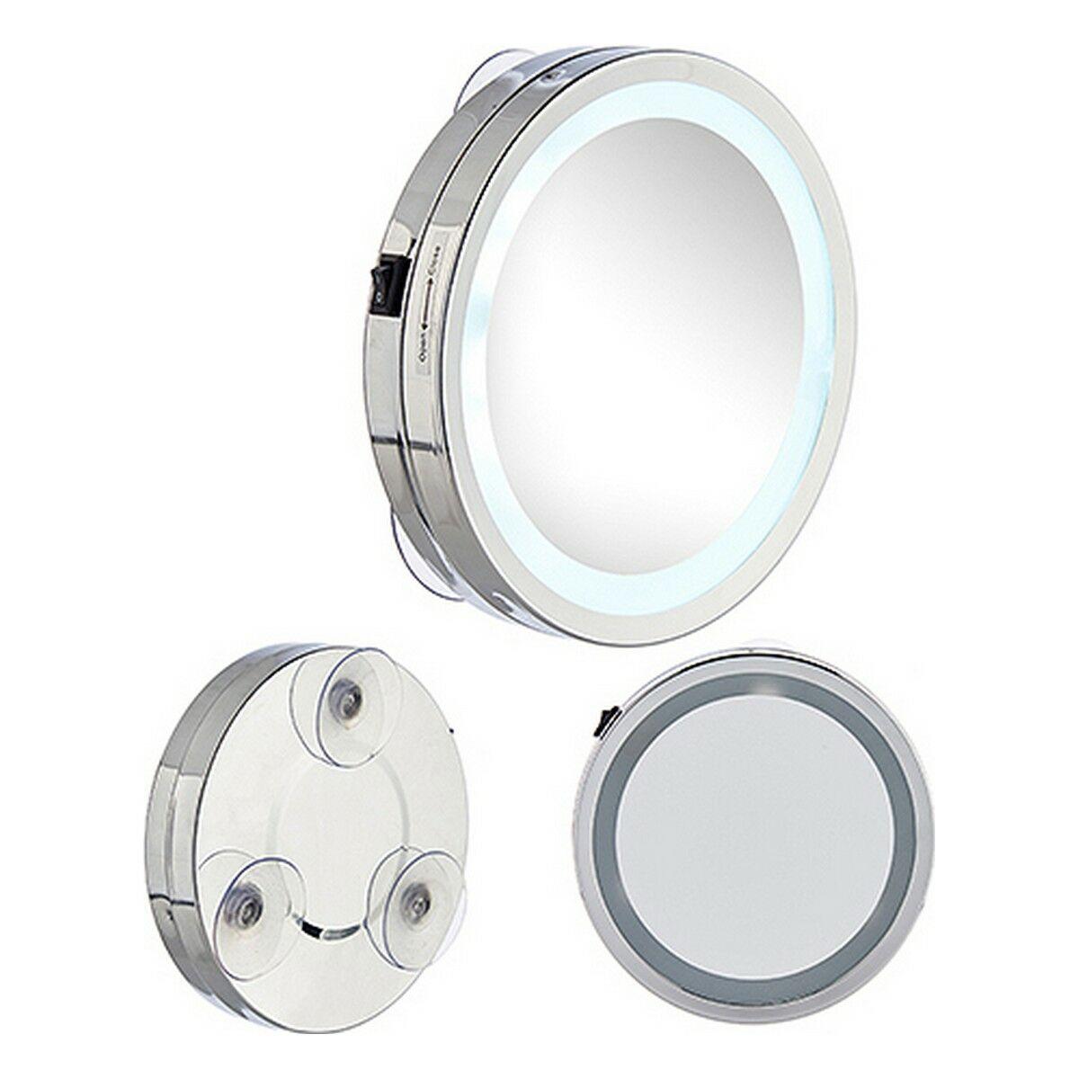 Espejo de Aumento Luz LED Plateado 16,5 x 4 x 16,5 cm (12 Unidades)