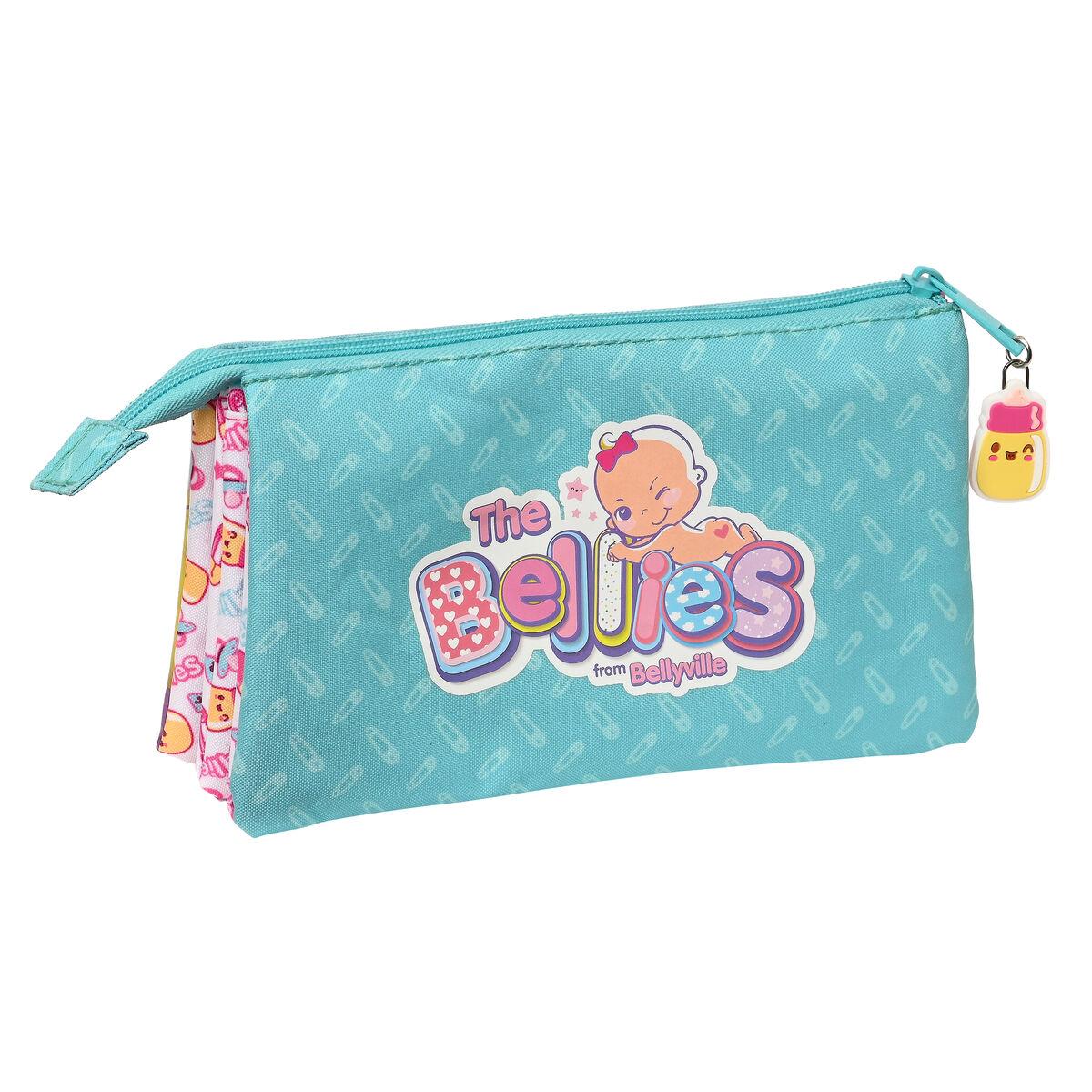Portatodo Triple The Bellies Morado Turquesa Blanco 22 x 12 x 3 cm