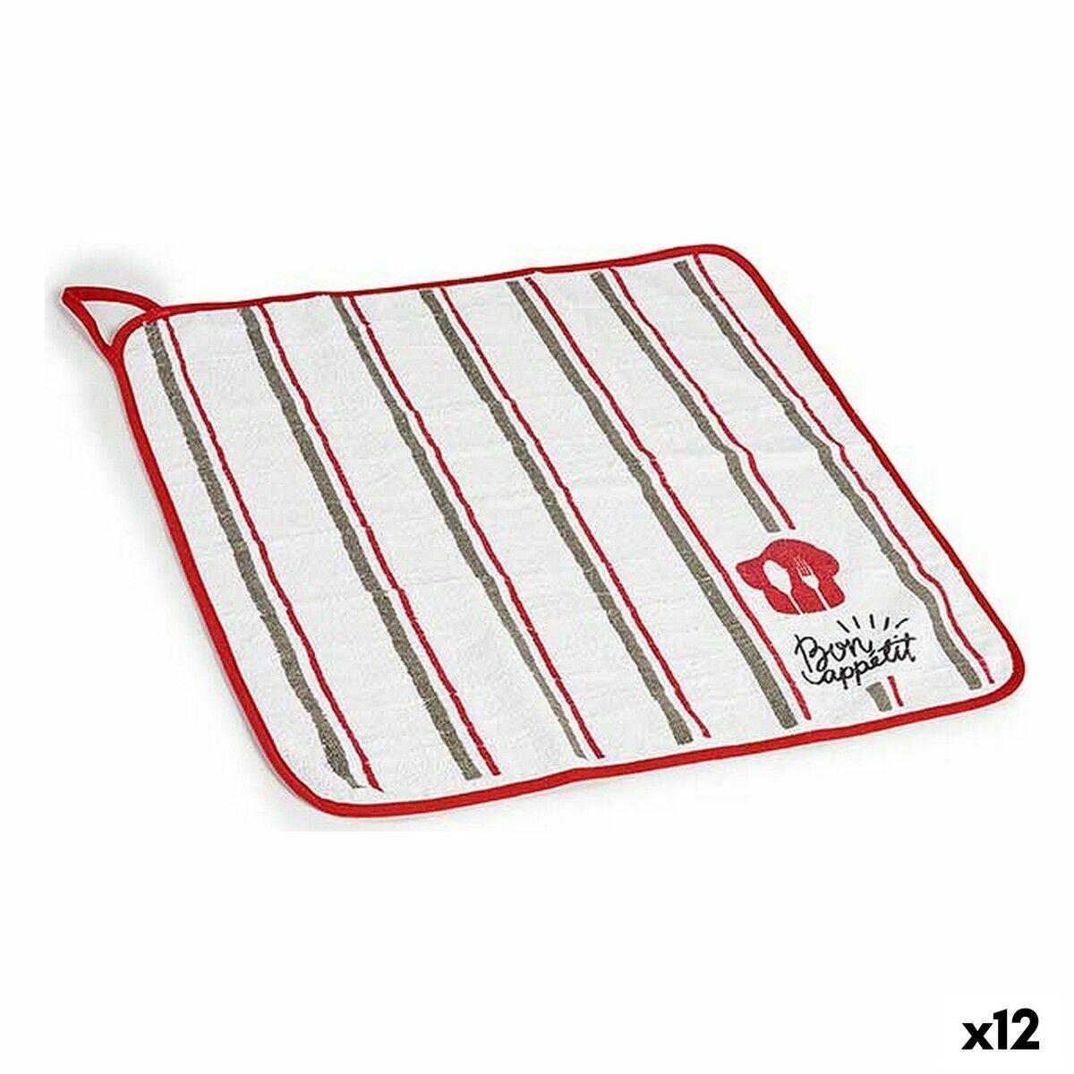 Paño de Cocina Kinvara 1220 Blanco Rojo 50 x 0,3 x 50 cm (12 Unidades)