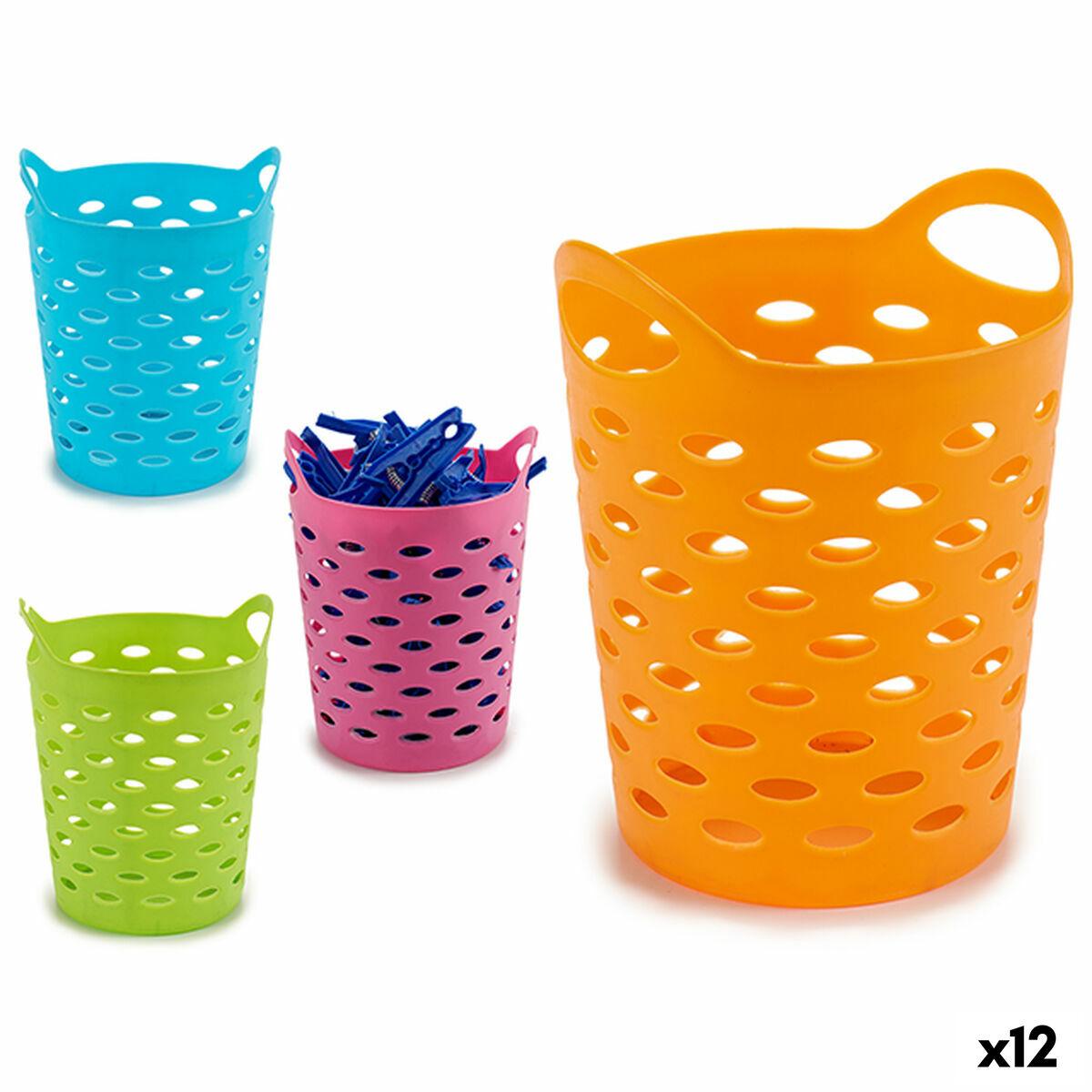 Cesta para Pinzas Amarillo Azul Naranja Rosa Poliestireno 14 x 17 x 14 cm (12 Unidades)