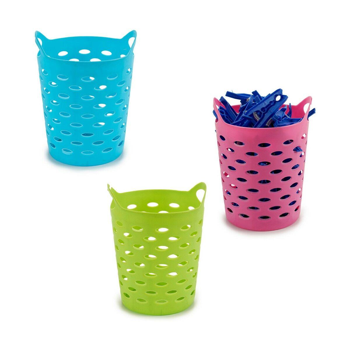 Cesta para Pinzas Amarillo Azul Naranja Rosa Poliestireno 14 x 17 x 14 cm (12 Unidades)