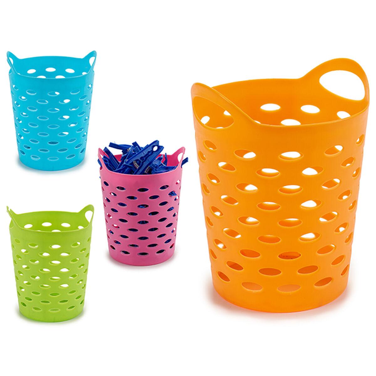 Cesta para Pinzas Amarillo Azul Naranja Rosa Poliestireno 14 x 17 x 14 cm (12 Unidades)