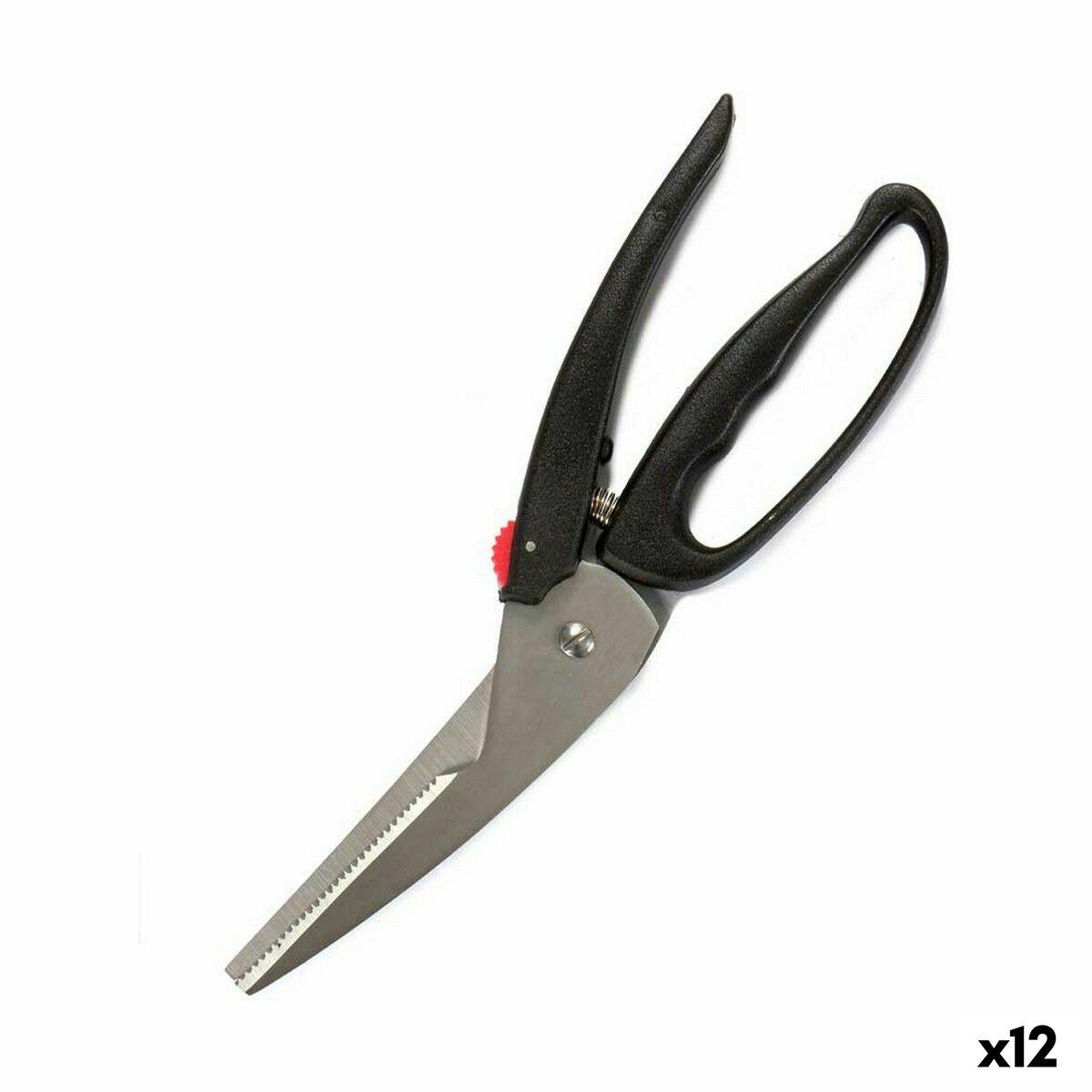 Tijeras de Cocina Kinvara CW14031 Negro Acero Plástico 24,5 x 2 x 7,5 cm (12 Unidades)