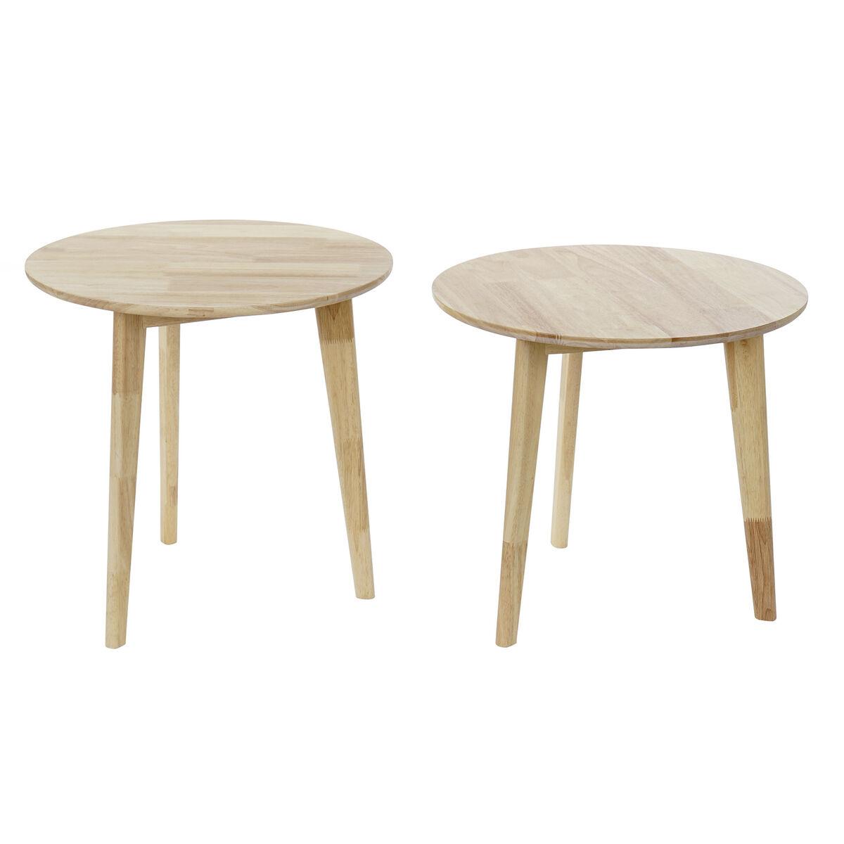 Juego de 2 mesas DKD Home Decor Blanco Natural Madera de caucho 50 x 50 x 49,5 cm