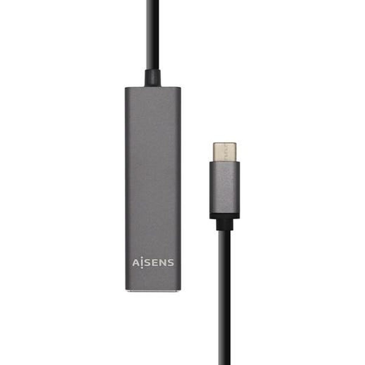 Hub USB Aisens A109-0403 Gris Antracita