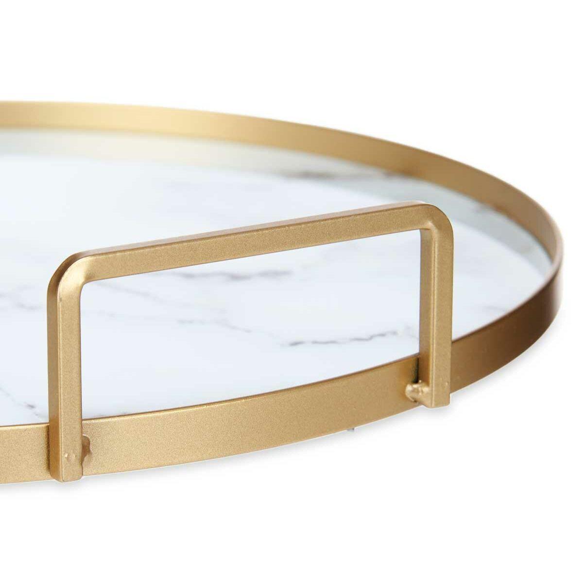 Bandeja Mármol Blanco Dorado Metal Vidrio 30 x 4,5 x 30 cm (6 Unidades)
