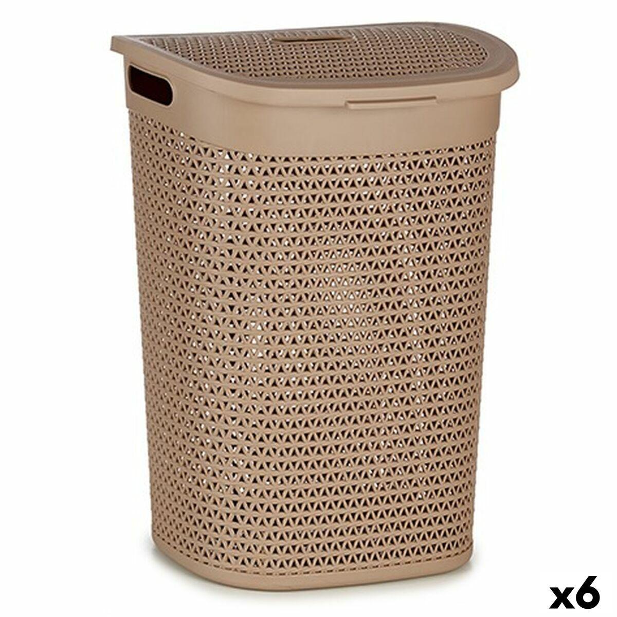Cesto para la Ropa Kipit 4790-4 Beige Plástico 60 L 43,5 x 57,5 x 34 cm (6 Unidades)