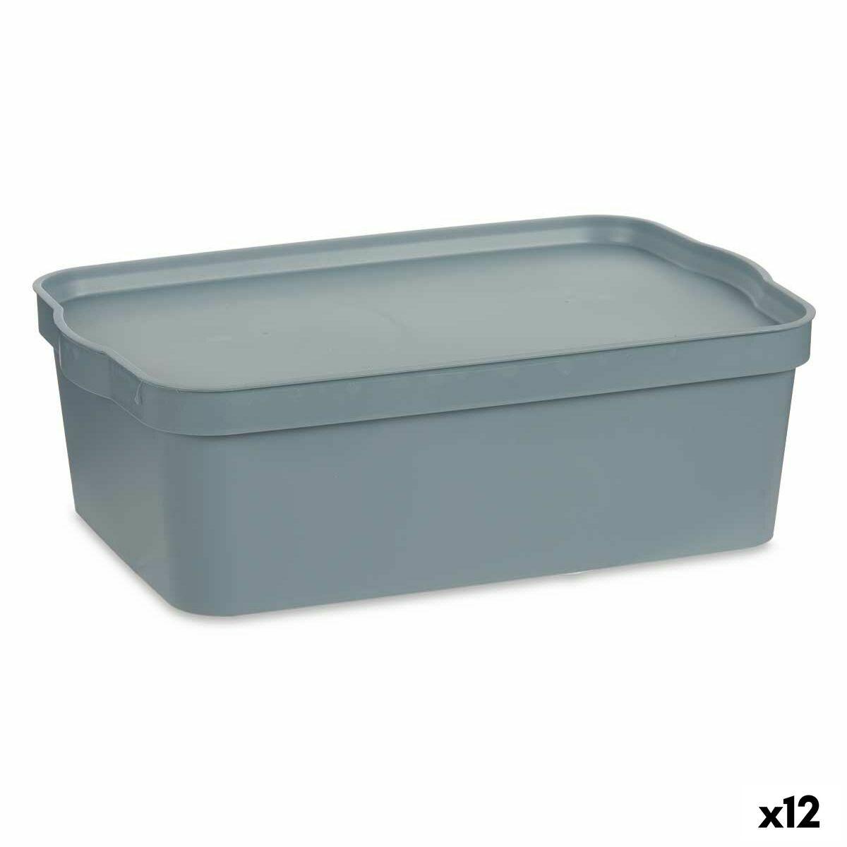 Caja de Almacenaje con Tapa Kipit TP595-2 Gris Plástico 14 L 29,5 x 14,3 x 45 cm (12 Unidades)