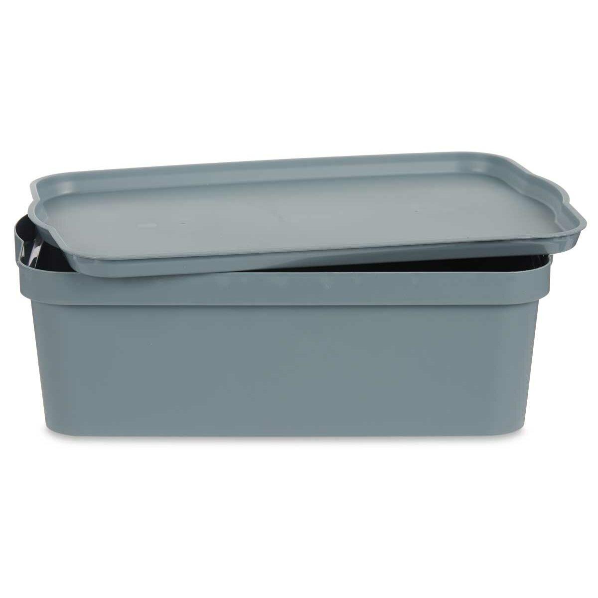 Caja de Almacenaje con Tapa Kipit TP595-2 Gris Plástico 14 L 29,5 x 14,3 x 45 cm (12 Unidades)