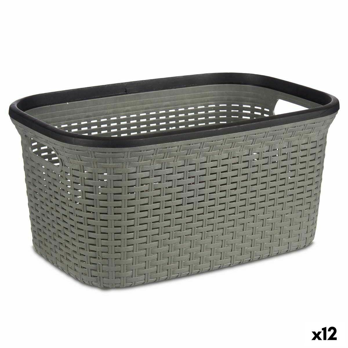 Cesto para la Ropa Kipit TP7001-2 Gris Plástico 36 L 36 x 25,5 x 53 cm (12 Unidades)