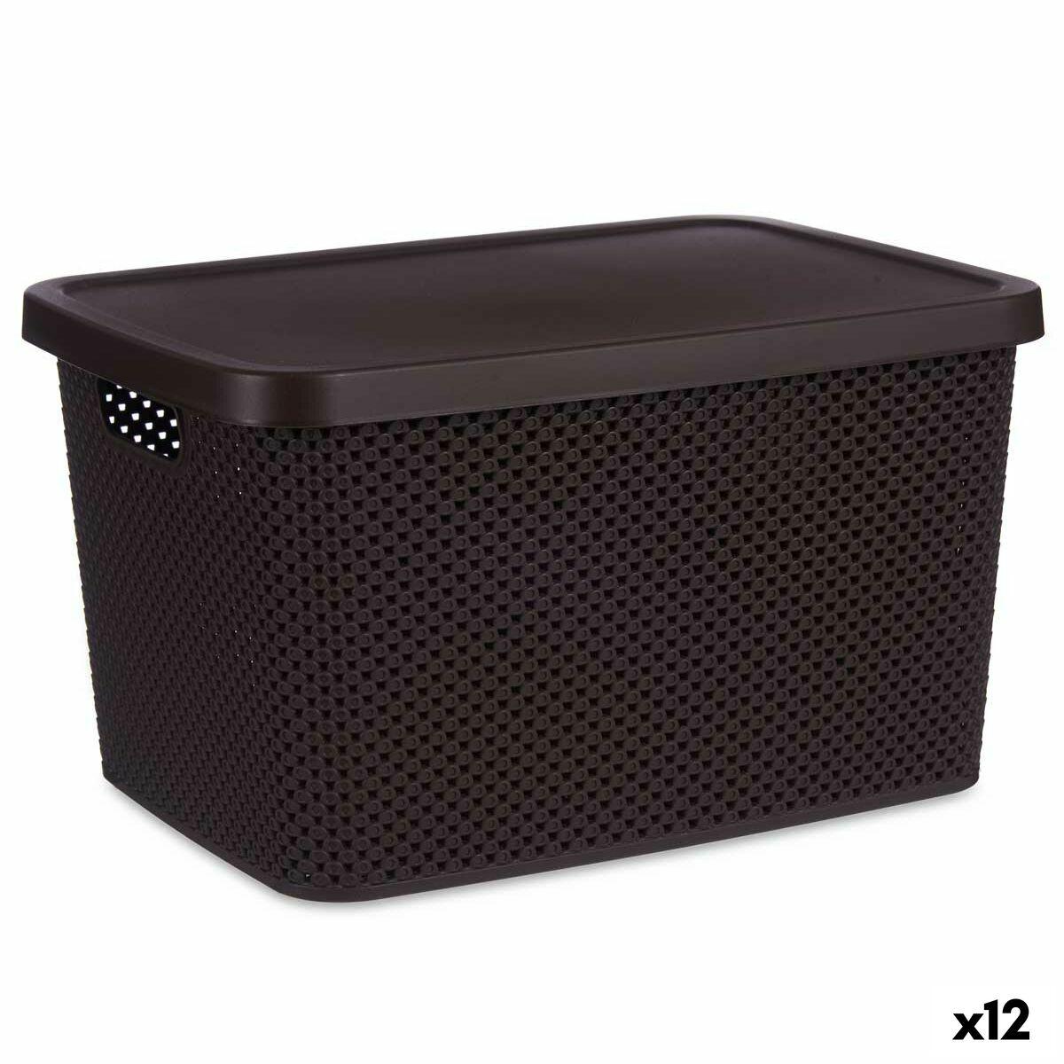 Caja de Almacenaje con Tapa Kipit 041262-4 Marrón Plástico 19 L 28 x 22 x 39 cm (12 Unidades)
