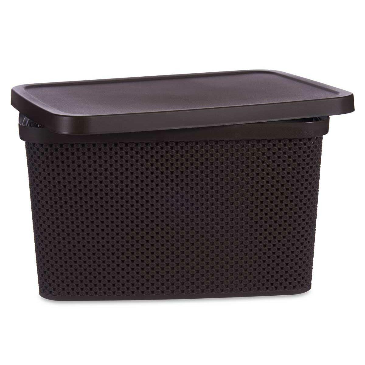 Caja de Almacenaje con Tapa Kipit 041262-4 Marrón Plástico 19 L 28 x 22 x 39 cm (12 Unidades)