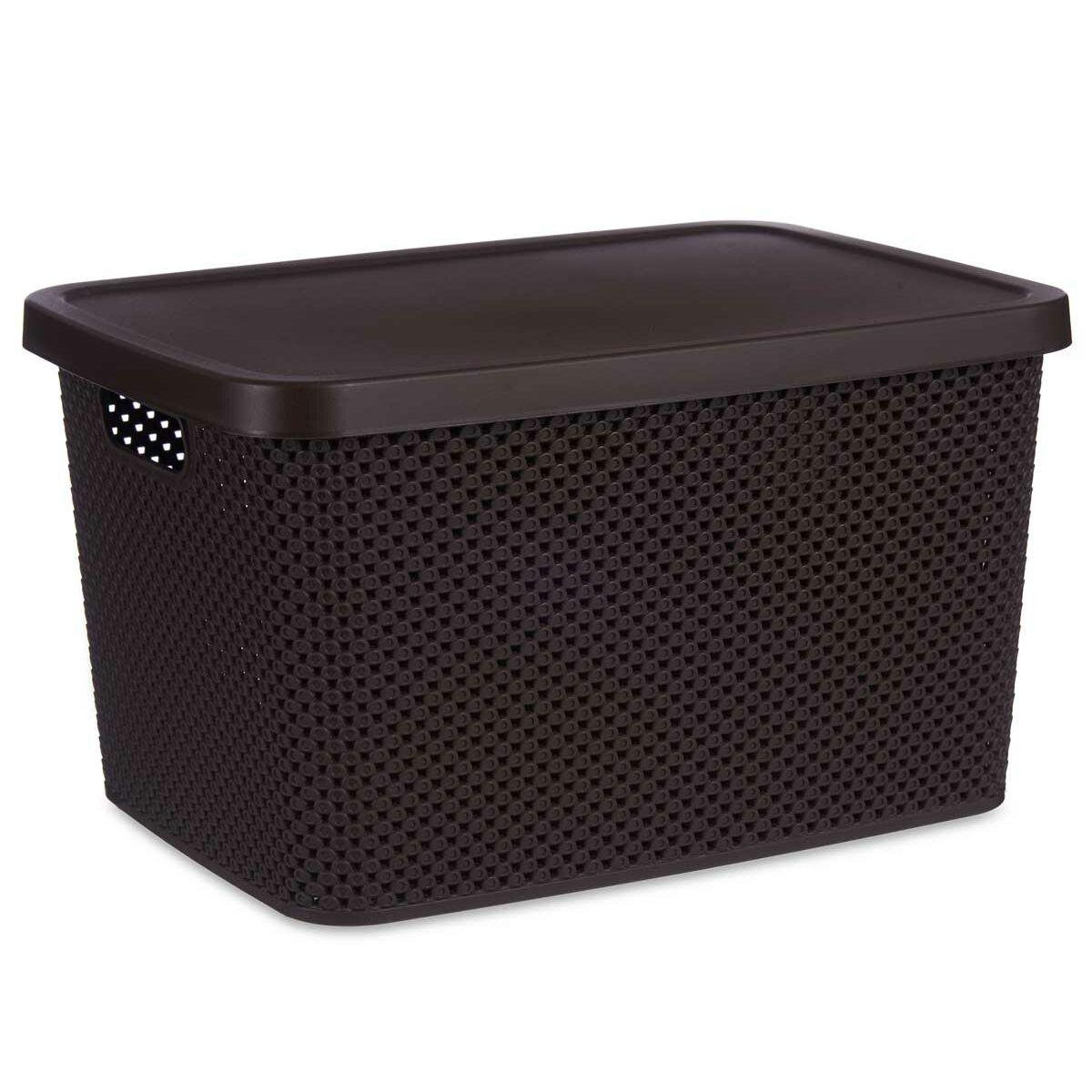 Caja de Almacenaje con Tapa Kipit 041262-4 Marrón Plástico 19 L 28 x 22 x 39 cm (12 Unidades)