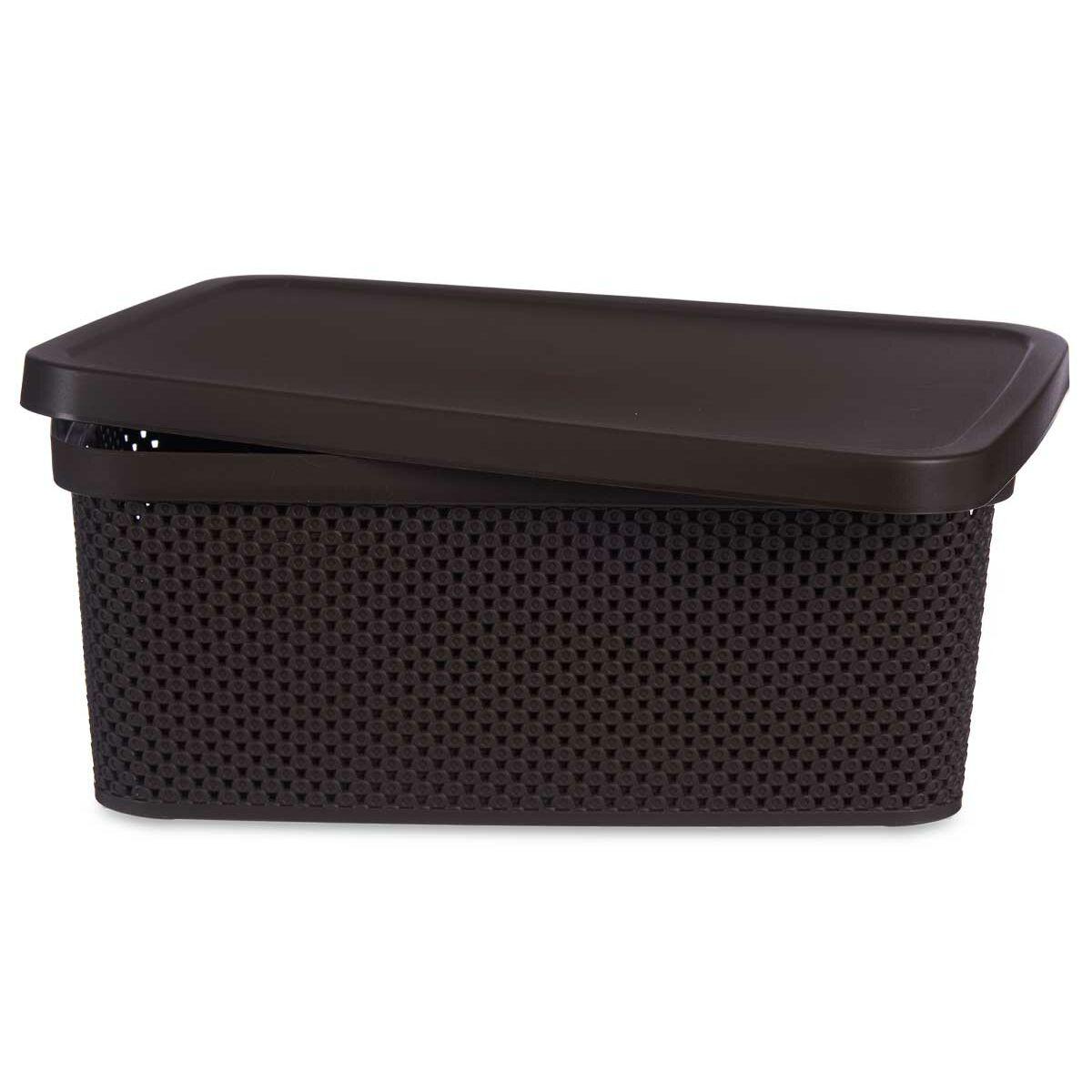 Caja de Almacenaje con Tapa Marrón Plástico 13 L 28 x 15 x 39 cm (12 Unidades)