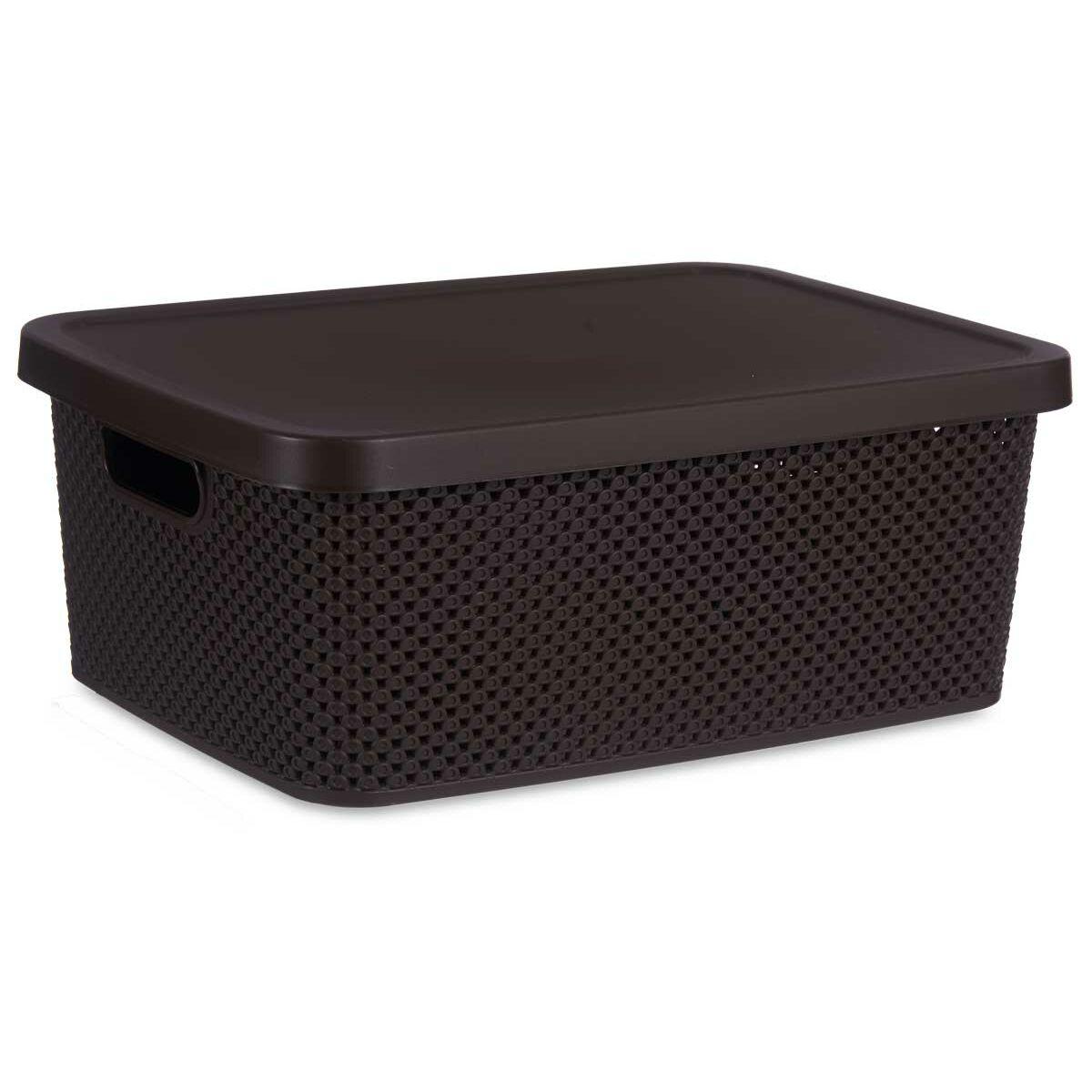 Caja de Almacenaje con Tapa Marrón Plástico 13 L 28 x 15 x 39 cm (12 Unidades)