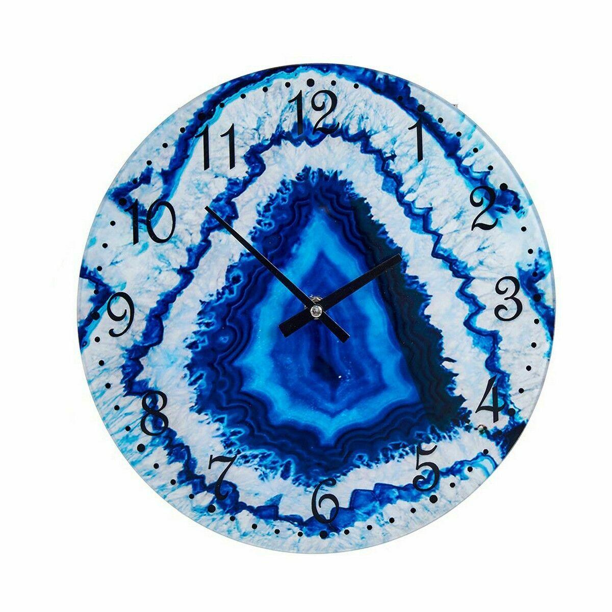 Reloj de Pared Mármol Azul Cristal 30 x 4 x 30 cm (4 Unidades)