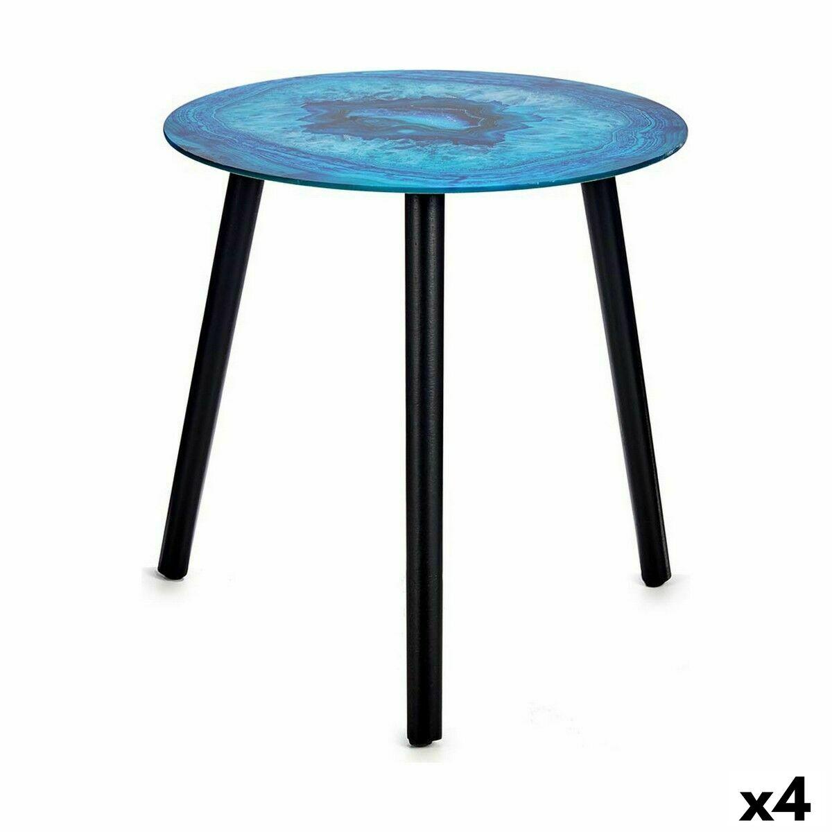 Mesa auxiliar Mármol Negro Turquesa Cristal 40 x 41,5 x 40 cm (4 Unidades)