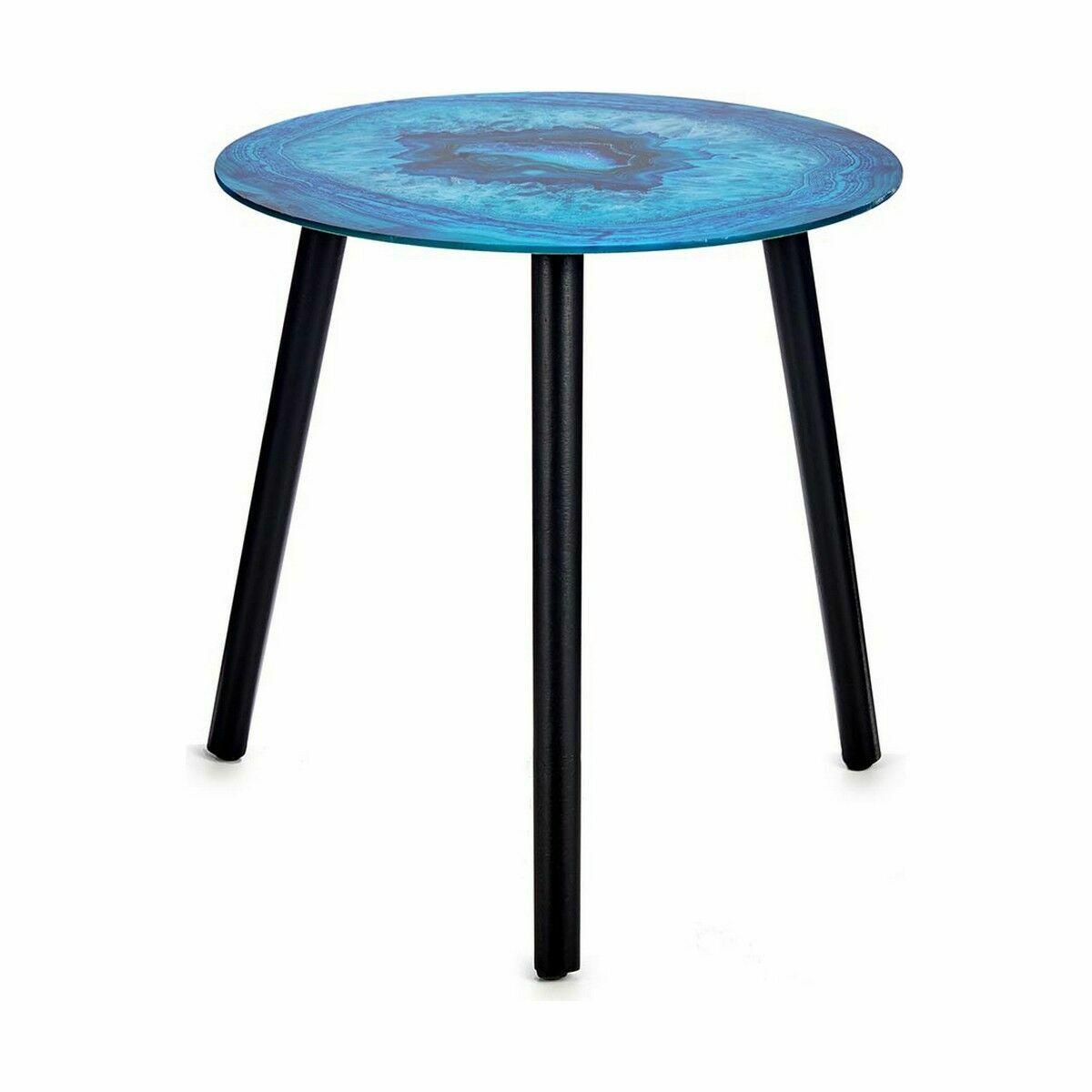 Mesa auxiliar Mármol Negro Turquesa Cristal 40 x 41,5 x 40 cm (4 Unidades)