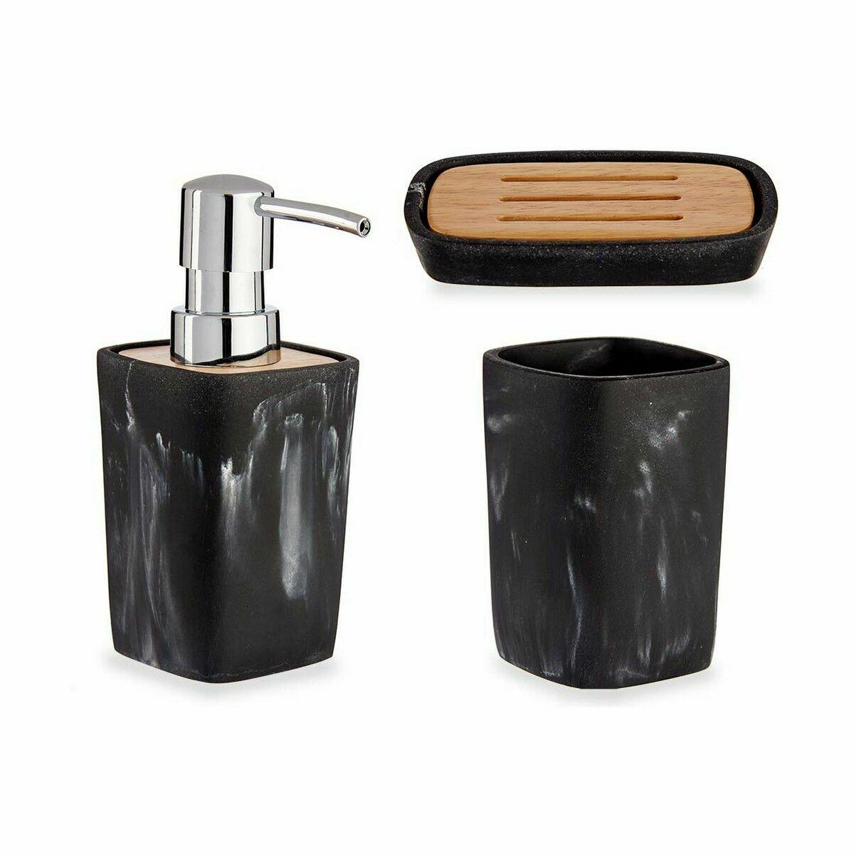 Set de Baño Berilo B5646-S3 Negro Bambú Plástico (8 Unidades)