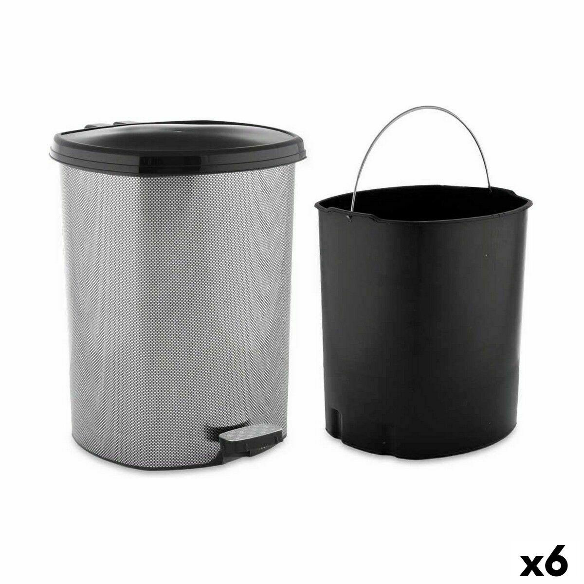 Papelera con Pedal Berilo D-003-2 Gris oscuro Plástico 11 L (6 Unidades)