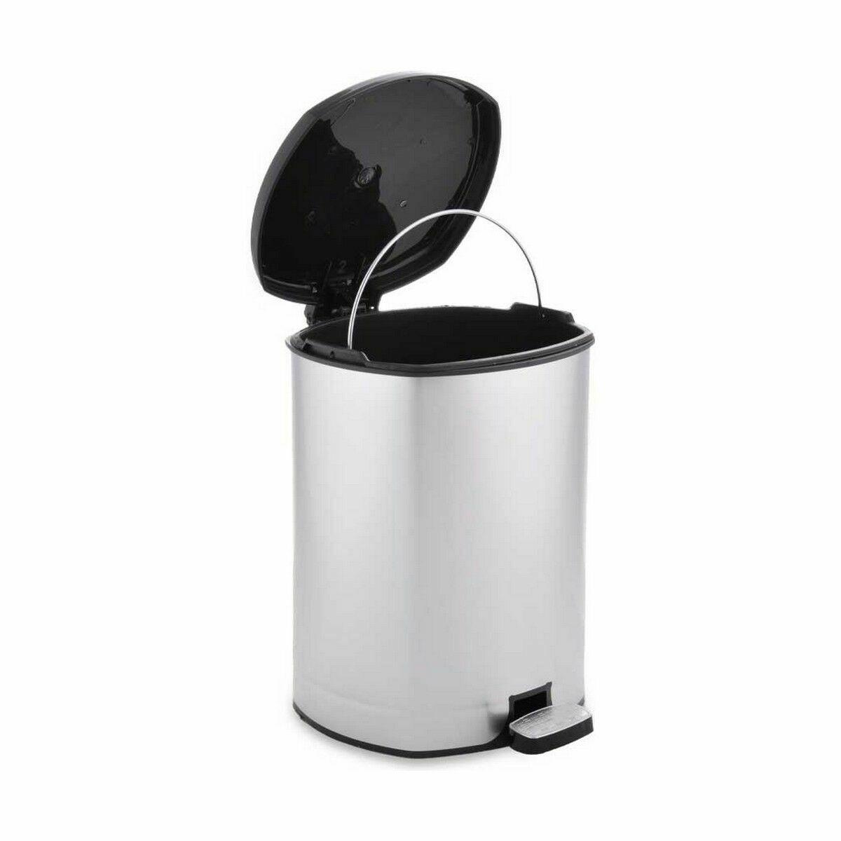 Papelera con Pedal Berilo D004-1 Plateado Plástico 6 L (6 Unidades)