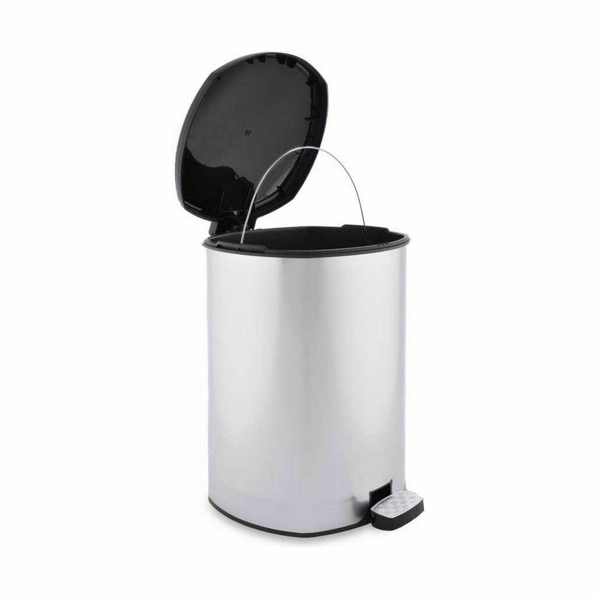 Papelera con Pedal Berilo D002-1 Plateado Plástico 20 L (4 Unidades)
