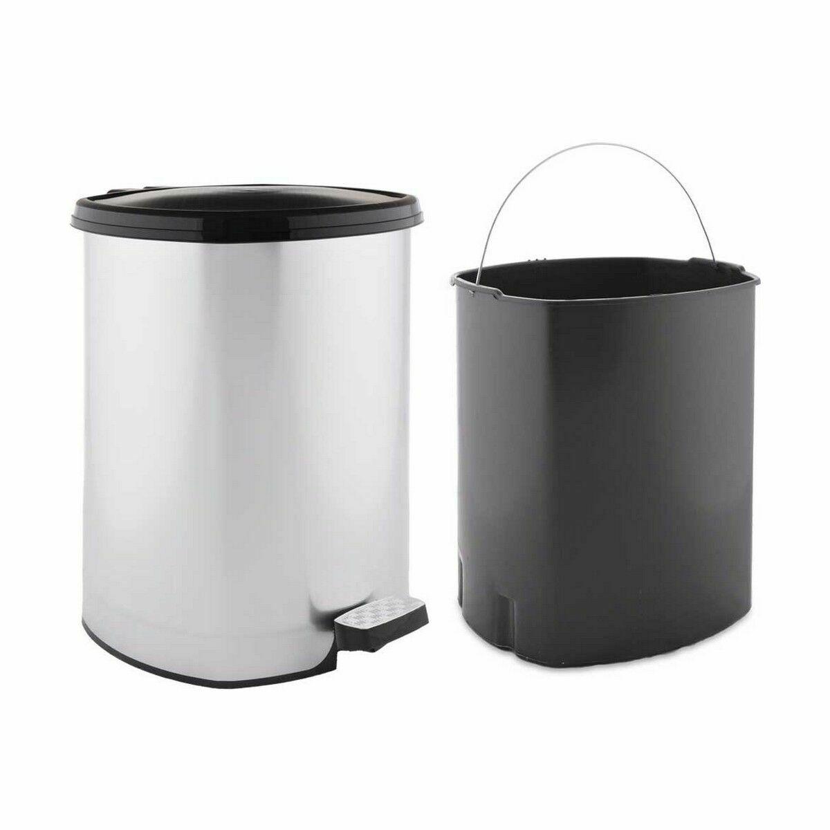 Papelera con Pedal Berilo D002-1 Plateado Plástico 20 L (4 Unidades)