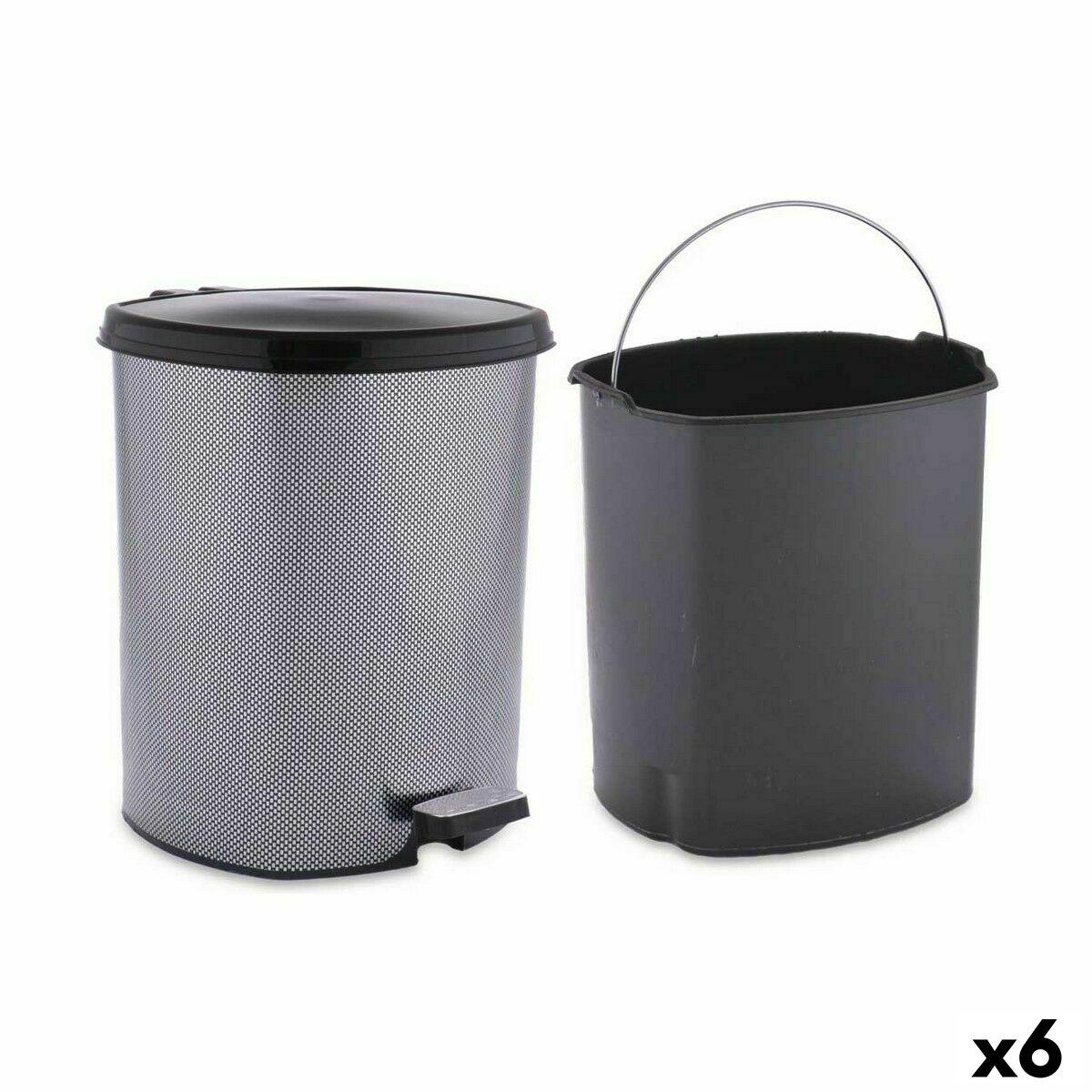 Papelera con Pedal Berilo D004-2 Gris oscuro Plástico 6 L (6 Unidades)