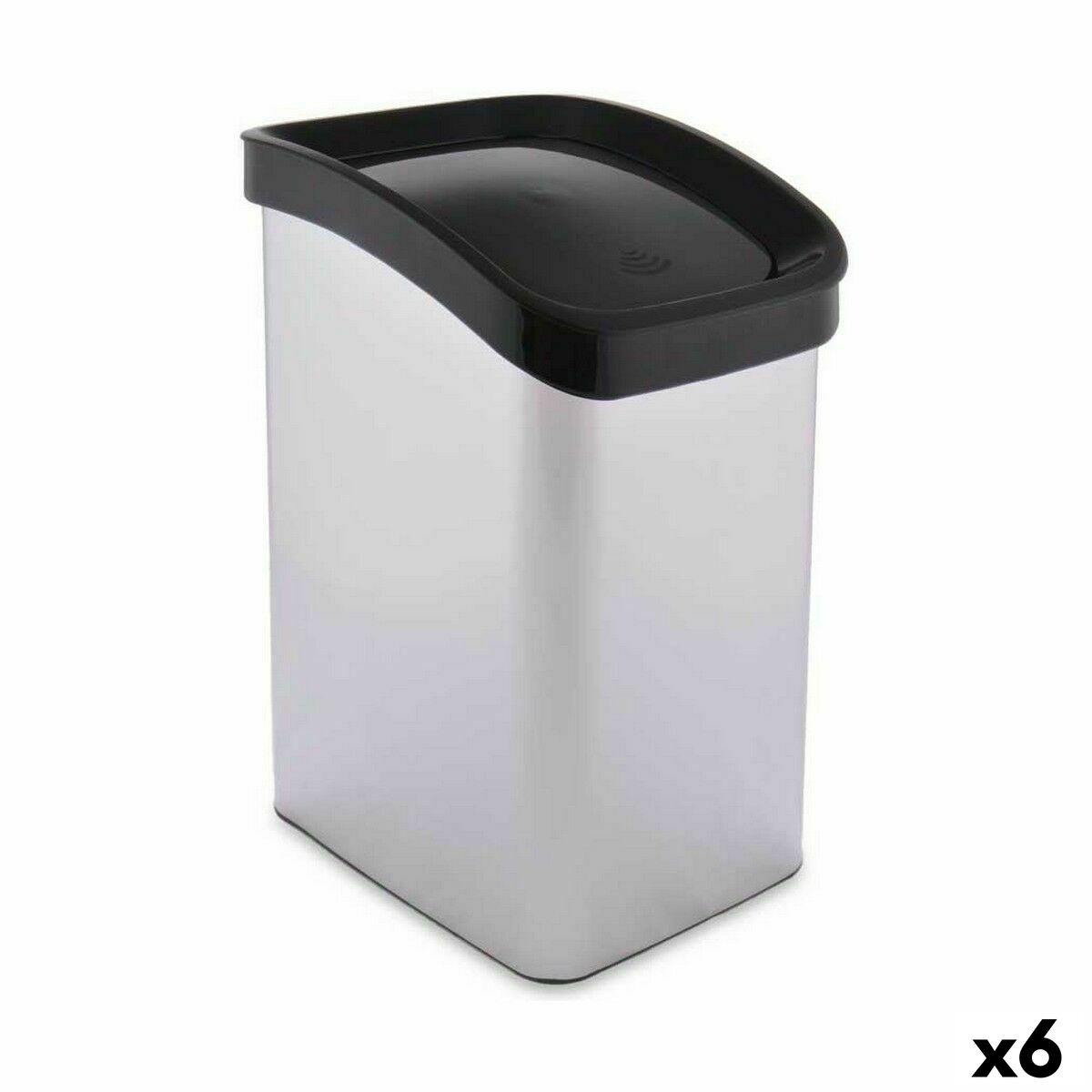 Papelera Berilo D085-1 Plateado Plástico 12 L Basculante (6 Unidades)