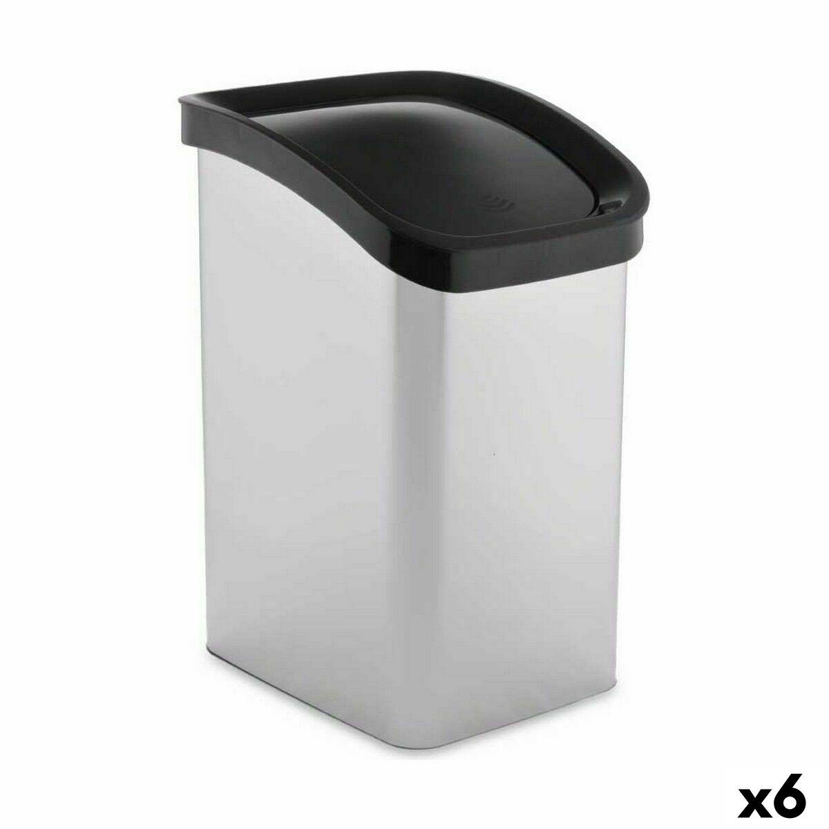 Papelera Berilo D093-1 Plateado Plástico 23 L Basculante (6 Unidades)