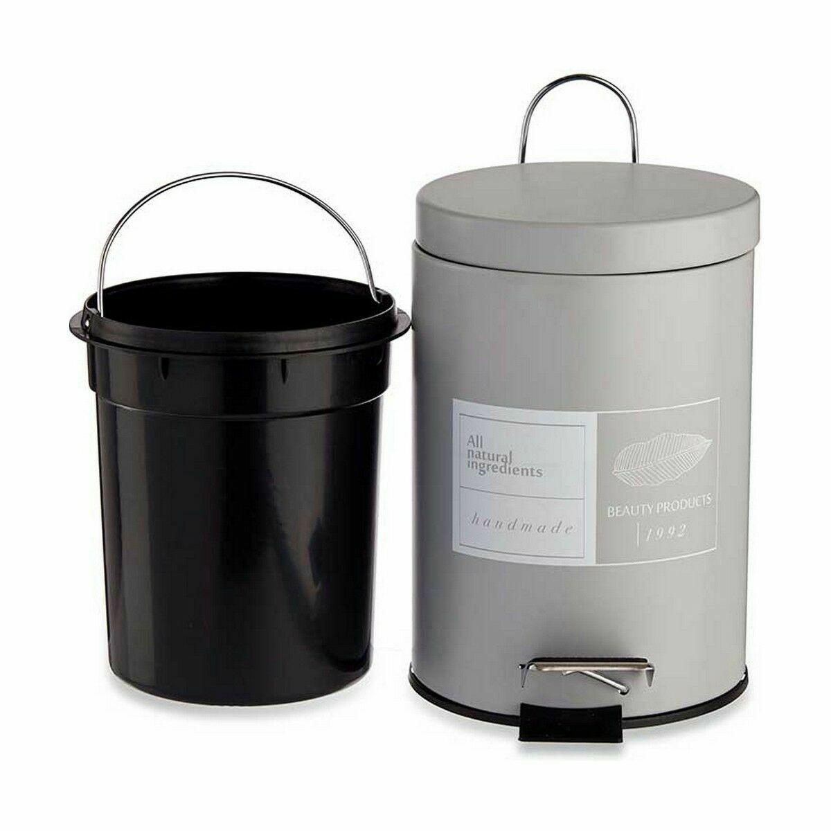 Papelera con Pedal Berilo Beauty Products Blanco Gris Acero Plástico 3 L (6 Unidades)
