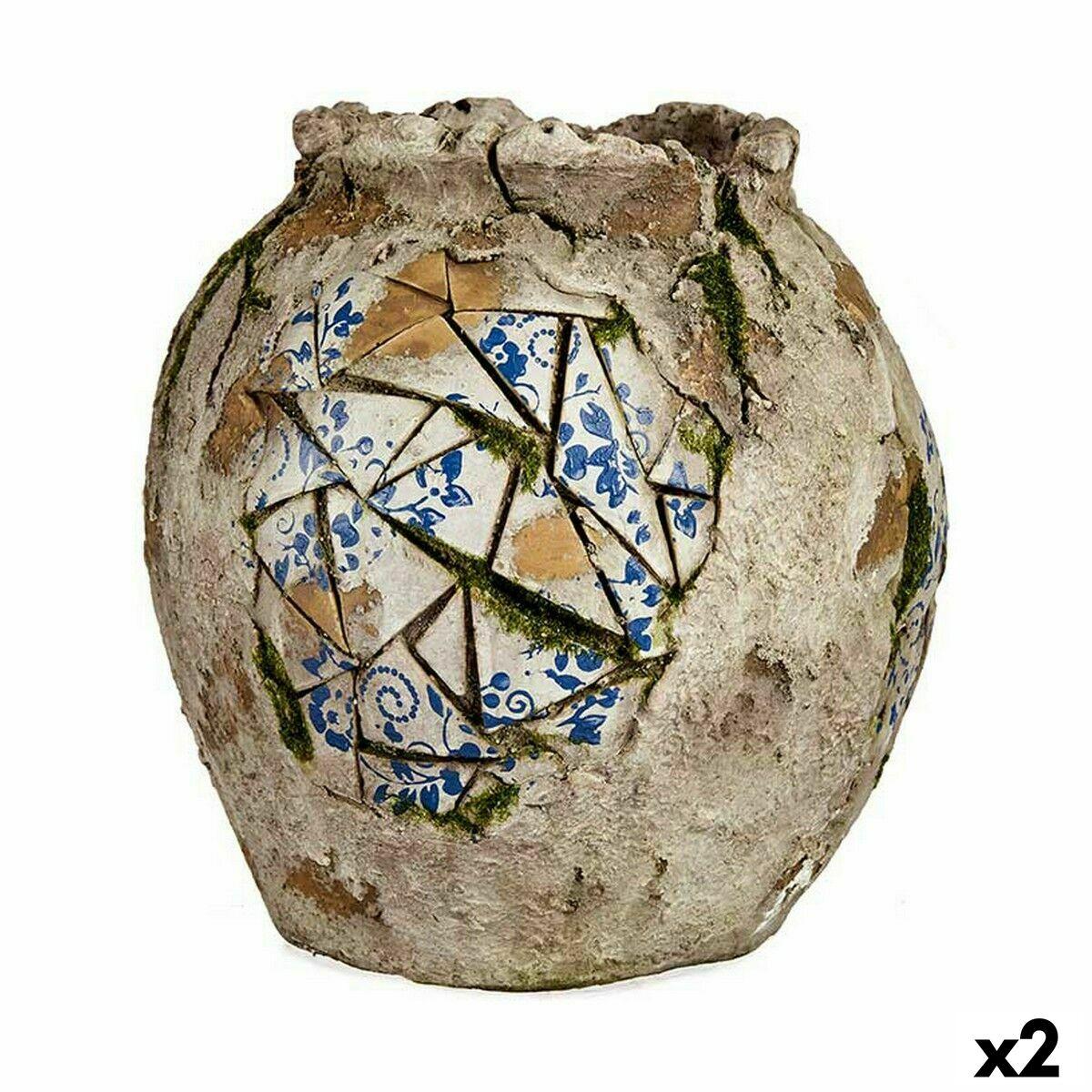 Figura Decorativa para Jardín Ibergarden ZD19026 Poliresina Jarrón 27 x 27 x 27 cm (2 Unidades)