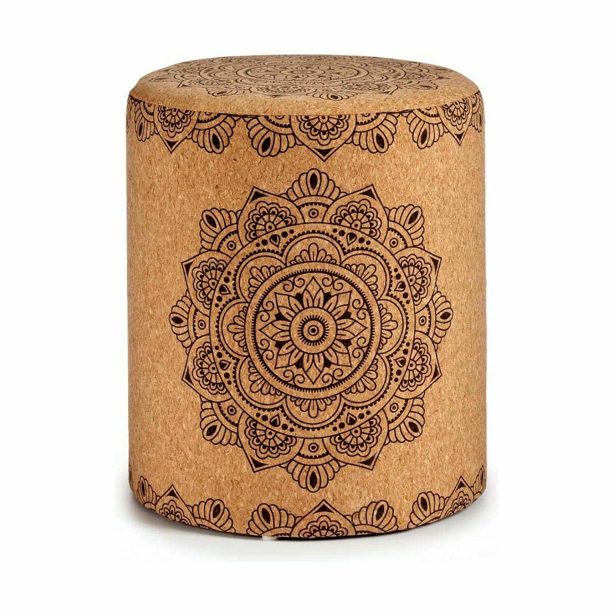 Puff Mandala Marrón Corcho Madera MDF 34 x 39 x 34 cm (2 Unidades)