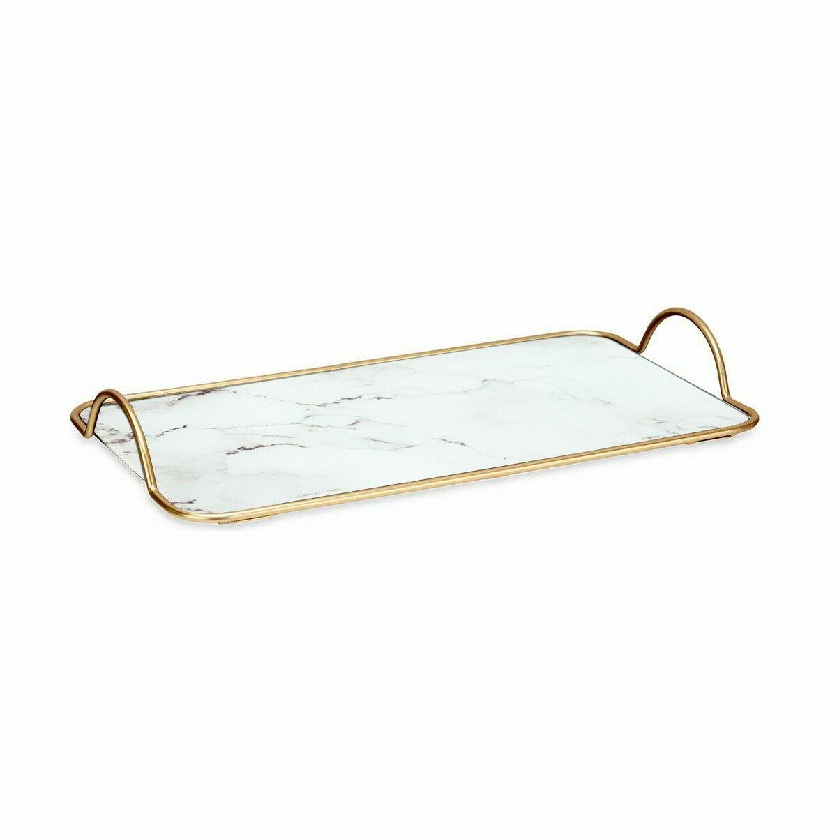Bandeja Mármol Blanco Dorado Metal Vidrio 35 x 4,5 x 20 cm (6 Unidades)