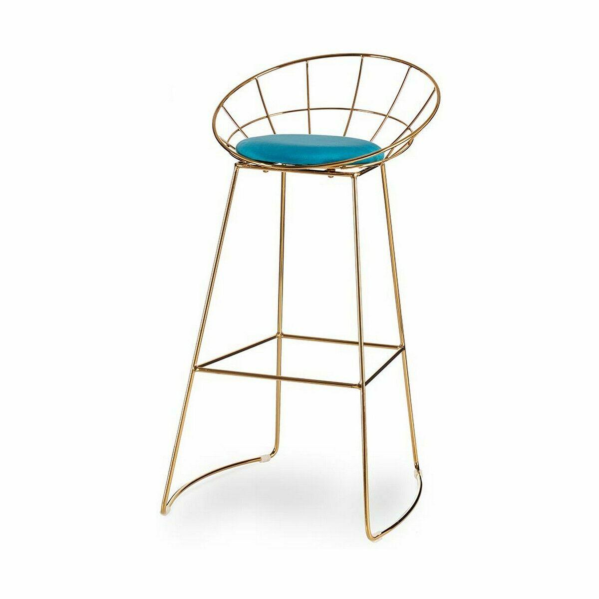 Taburete Azul Dorado Hierro 51 x 94 x 52 cm (2 Unidades)