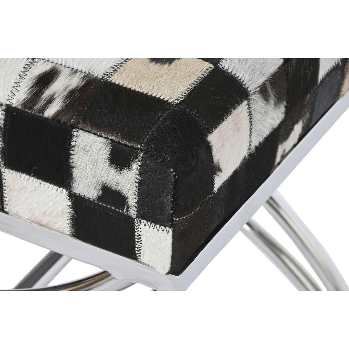 Banqueta DKD Home Decor Marrón Crema Plateado Marrón oscuro Acero 53 x 40 x 43 cm