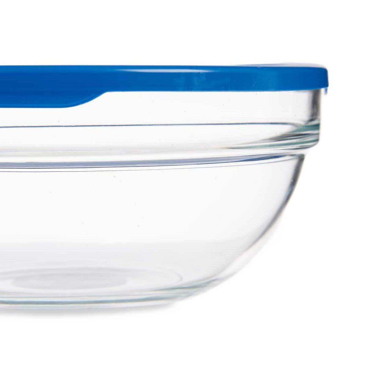 Fiambrera Redonda con Tapa Pasabahce Chefs Azul 1,135 L 17,2 x 7,6 x 17,2 cm (4 Unidades)