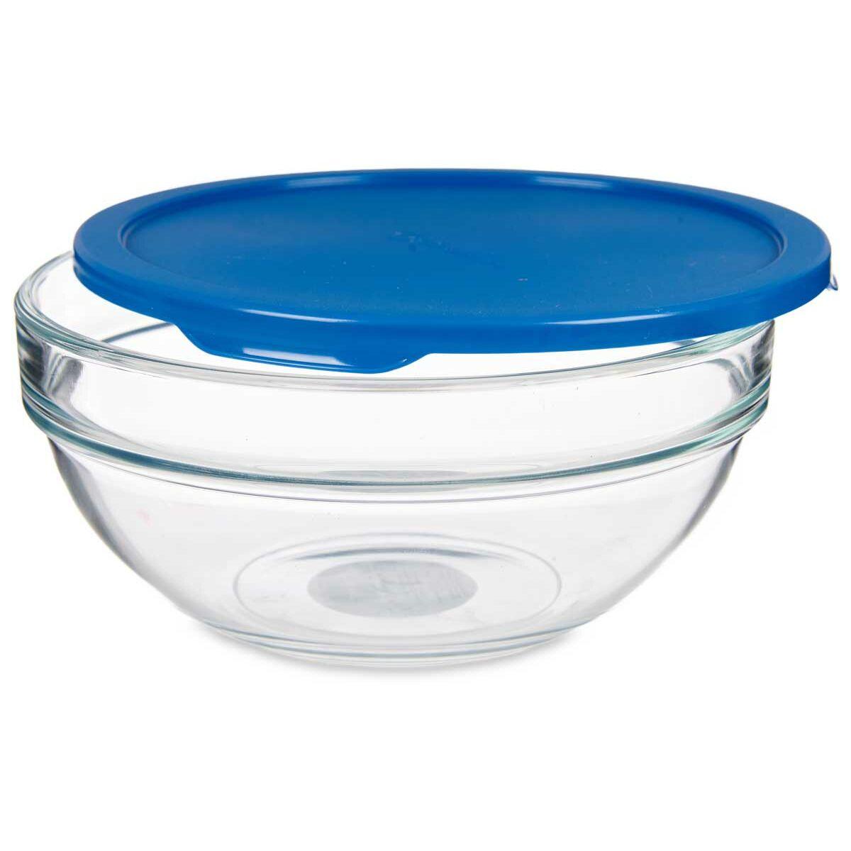 Fiambrera Redonda con Tapa Pasabahce Chefs Azul 1,135 L 17,2 x 7,6 x 17,2 cm (4 Unidades)